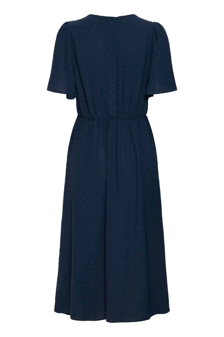Gabby Midi Dress for Women - Elegant Flowy A-Line Summer Dress with V-Neck & Short Sleeves (Total Eclipse Black) | Perfect for Casual Outings, Beach Vacations & Date Nights