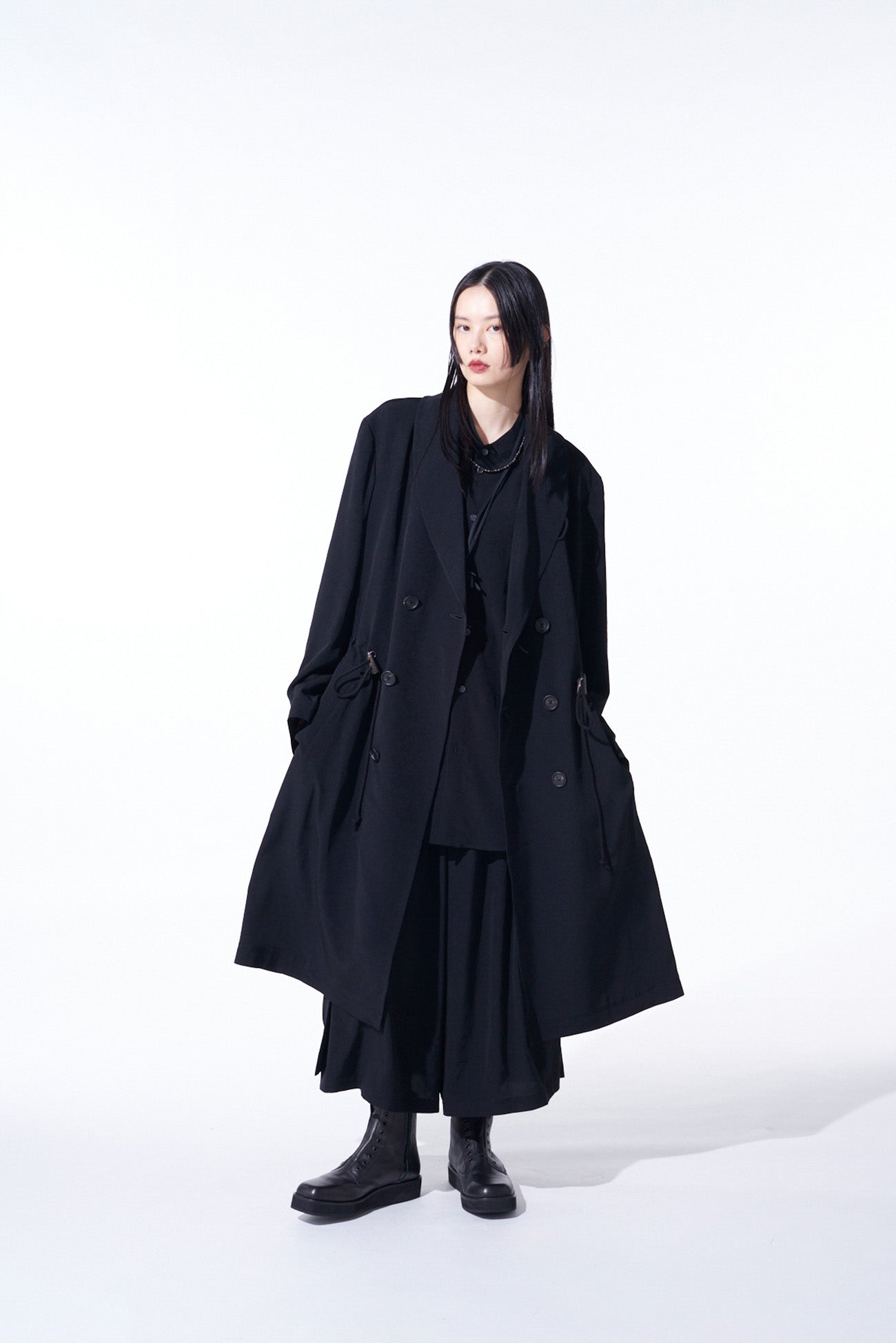 Elegant Crepe de Chine Shawl Collar Double Breasted Coat for Women - Perfect for Office Wear, Evening Events & Fall Outerwear