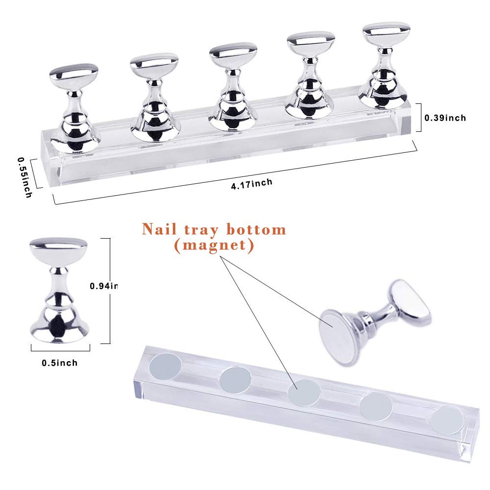 Magnetic Nail Practice Stand for Acrylic Nail Art - Silver | DIY Nail Training & Display