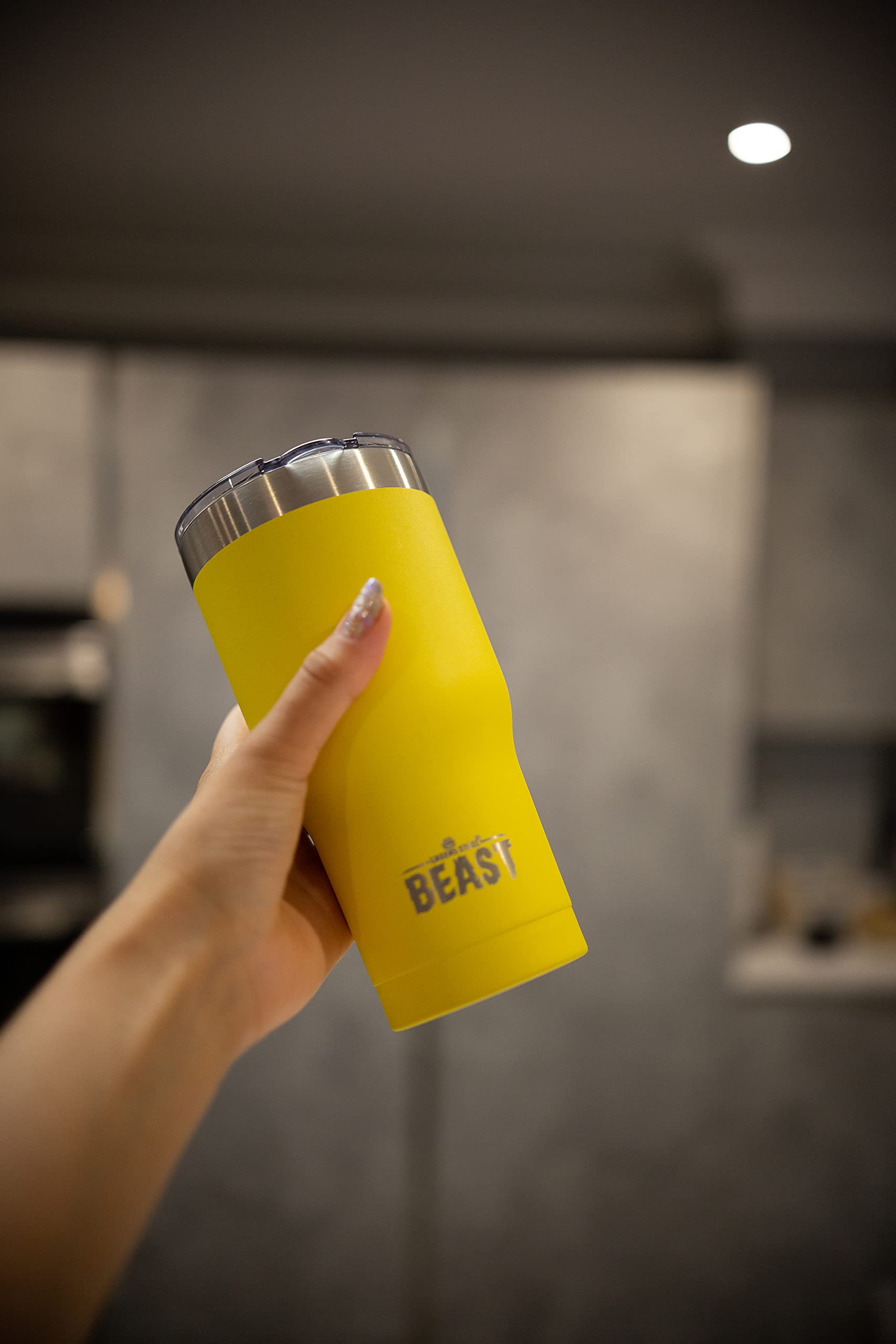 Beast 20 oz Stainless Steel Tumbler - Vacuum Insulated Double Wall Travel Mug for Coffee & Iced Drinks (Lemon) - Perfect for Office, Gym, Camping & Outdoor Activities