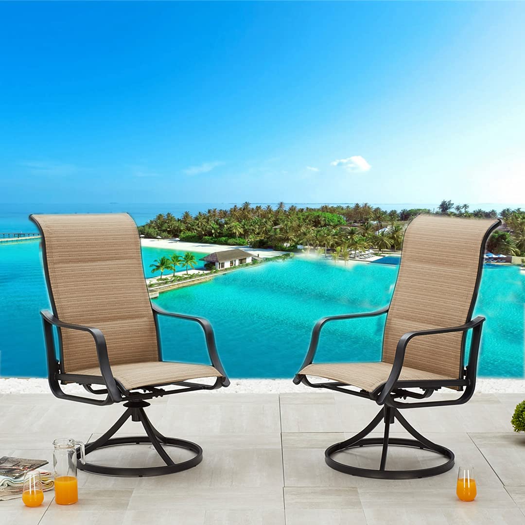 LOKATSE HOME 6-Piece Patio Dining Swivel Chair Set - Outdoor Bistro Furniture for Backyard, Deck, Garden, Porch & Yard - Weather-Resistant Beige Chairs for Relaxing & Entertaining Guests