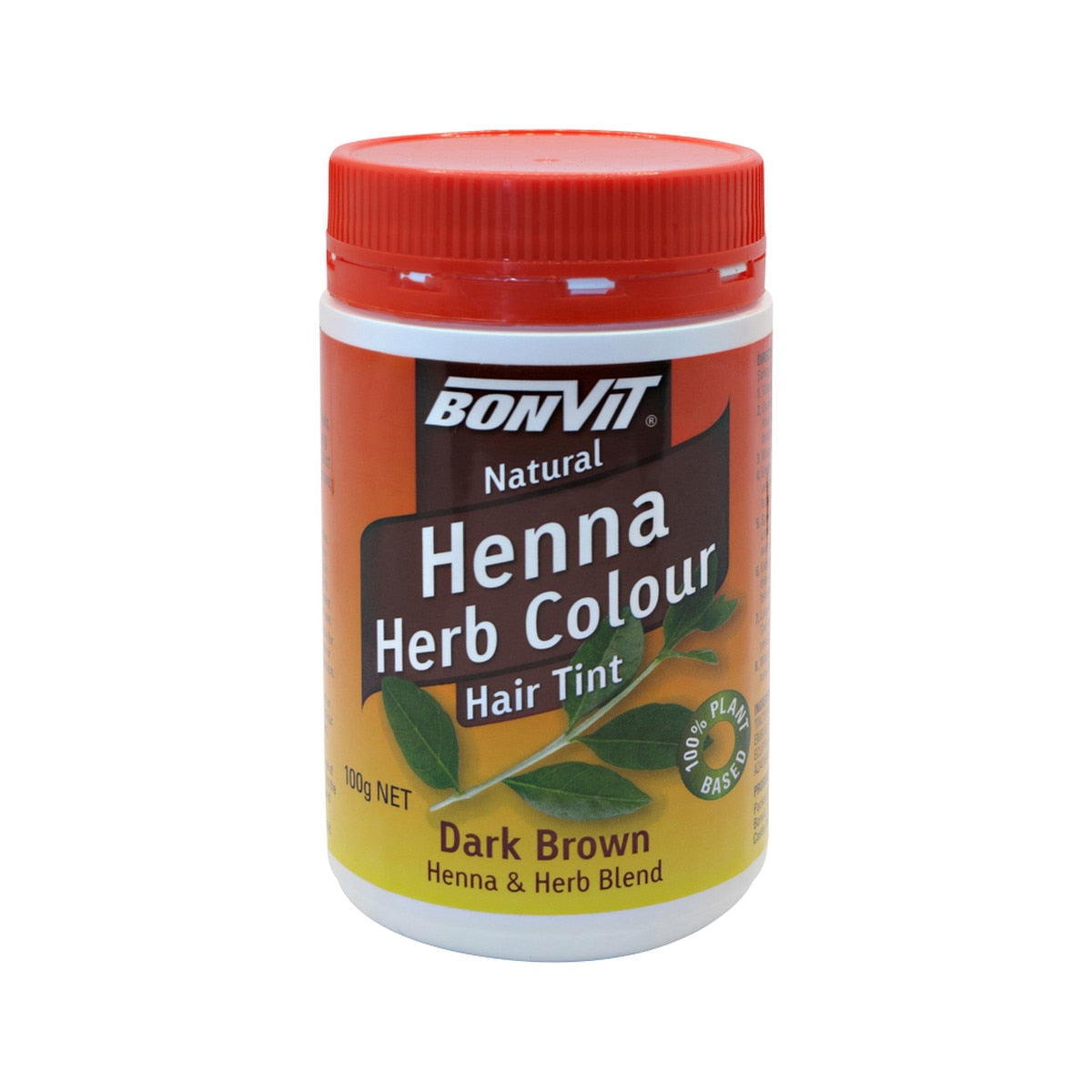 BONVIT 100% Natural Henna Hair Dye - Dark Brown Herbal Hair Color (100g) | Chemical-Free, Vegan & Safe for All Hair Types | Perfect for At-Home Hair Coloring & Gray Coverage