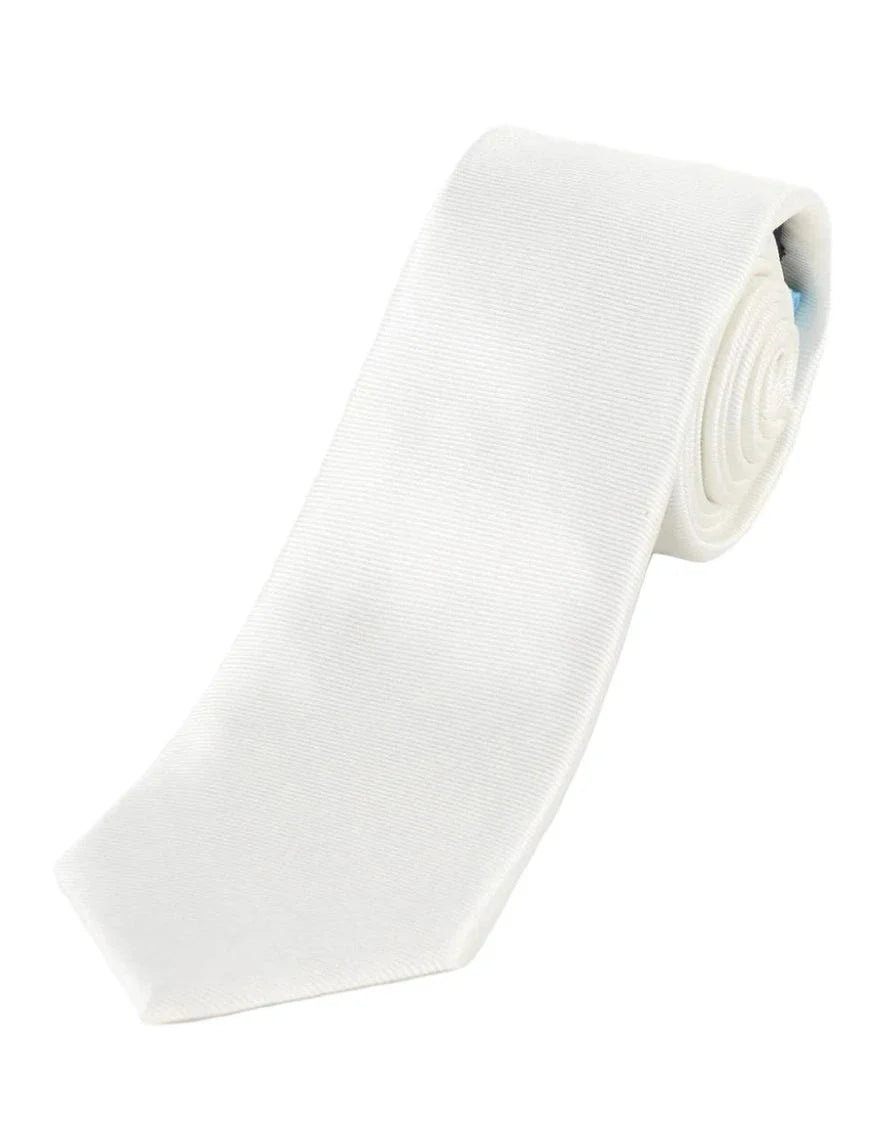 JA Ribbed Twill Silk Necktie for Men - Elegant White Formal Tie for Business, Weddings & Special Occasions