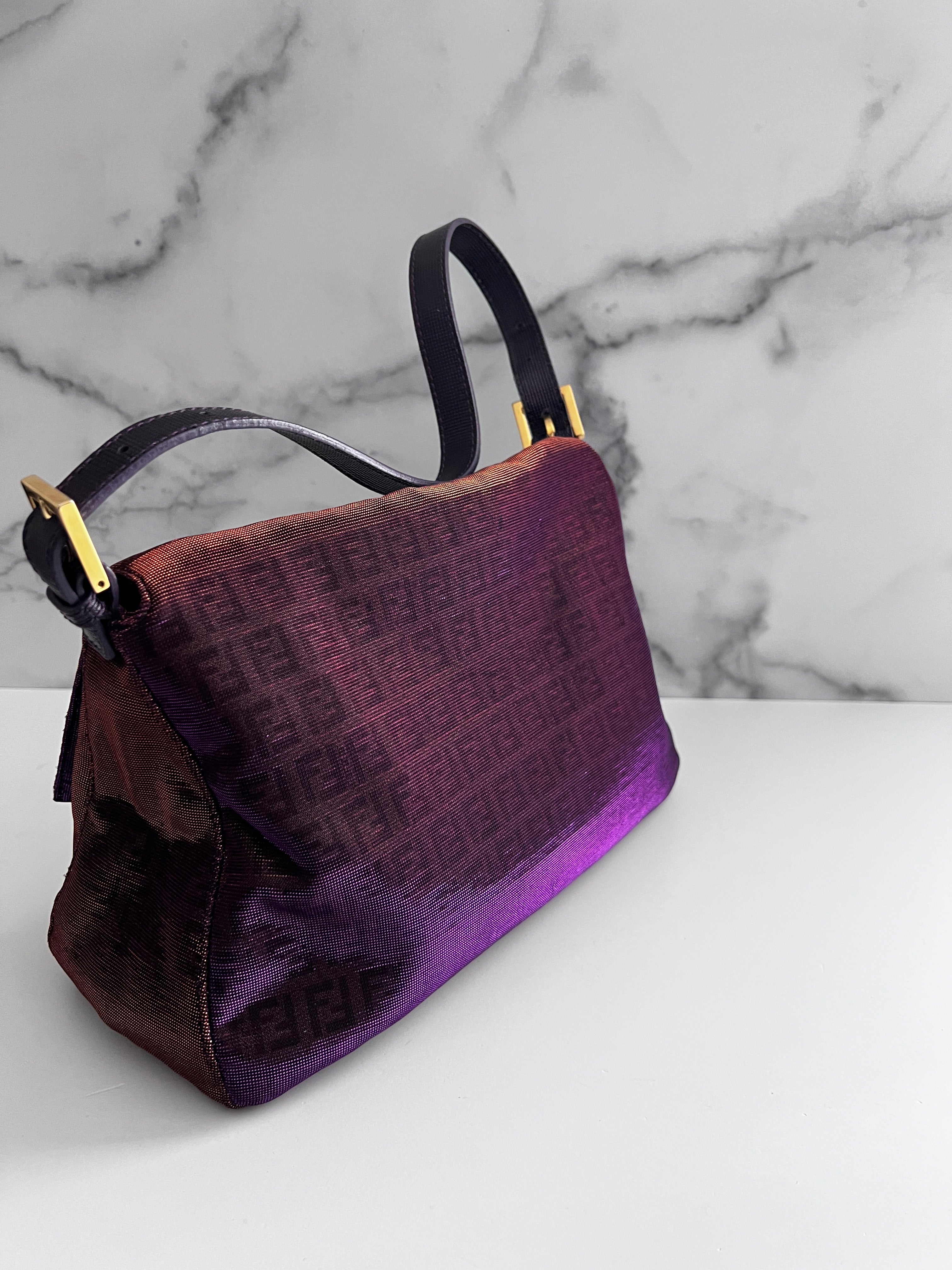 Fendi Purple Zucchino Mamma Baguette Bag - Luxury Designer Handbag for Women | Perfect for Evening Parties, Date Nights & Special Occasions