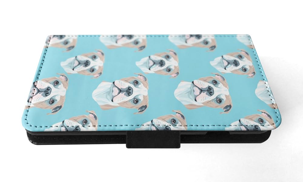 Stylish American Bulldog Puppy Dog Faux Leather Flip Wallet Phone Case for Apple iPhone 14 - Perfect for Everyday Use & Pet Lovers