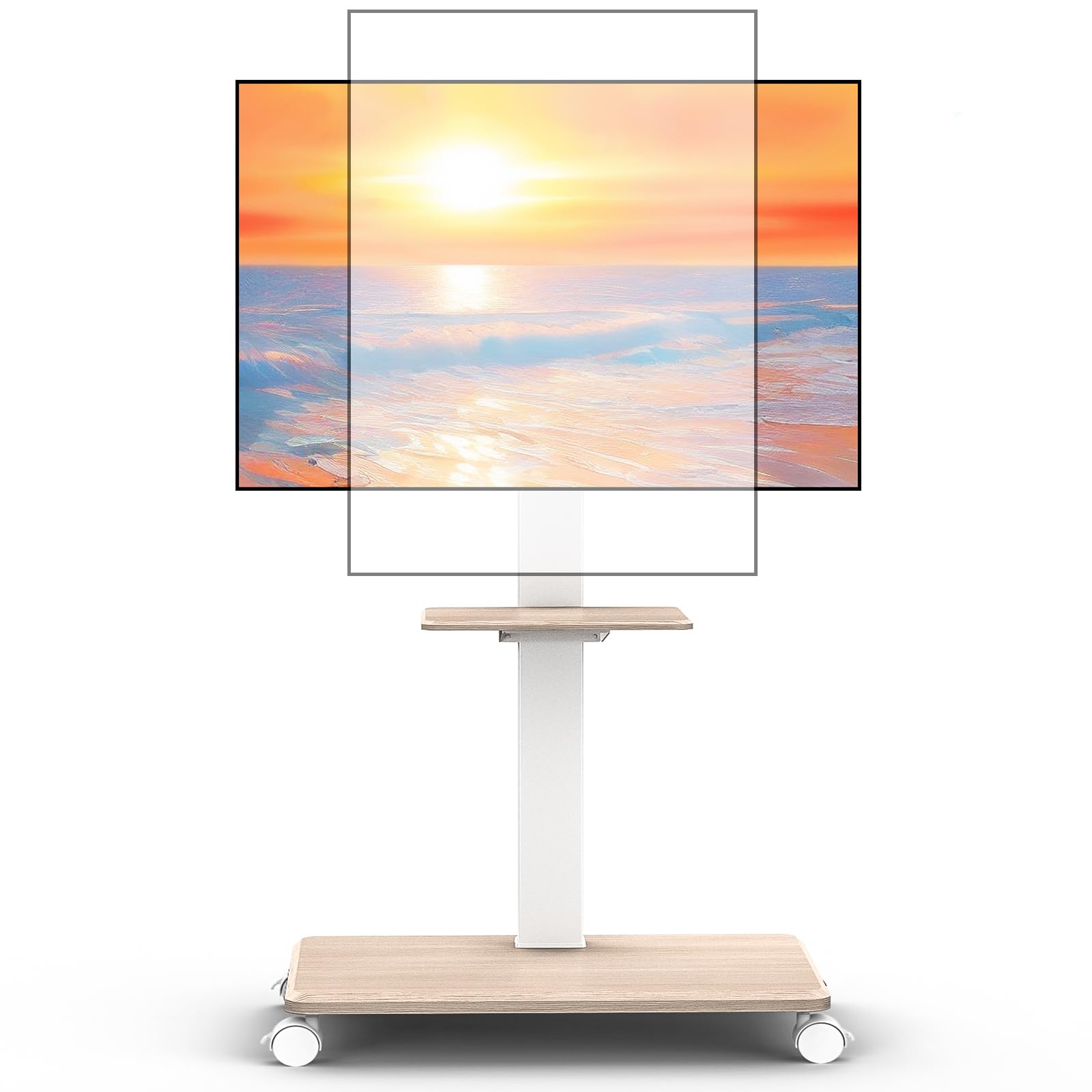 Adjustable Mobile TV Stand on Wheels for 32-75 Inch TVs - Swivel from Landscape to Portrait, Height Adjustable Rolling TV Cart with Tilt Function (Max VESA 600x400mm, Supports up to 88lbs) - Perfect for Living Rooms, Bedrooms, Classrooms and Office Presentations