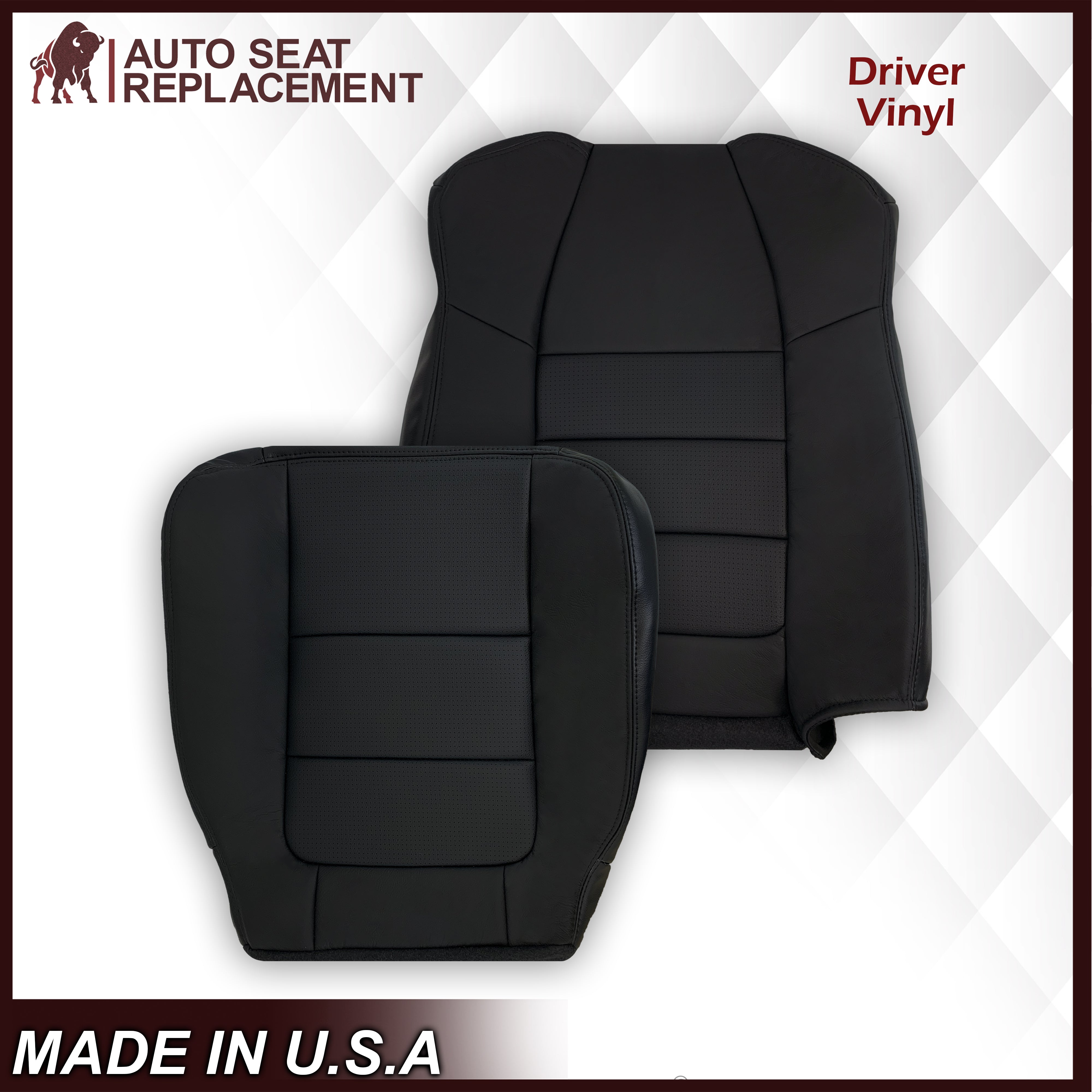 2001-2003 Ford F350 F250 Lariat Extended Cab Black Perforated Seat Covers - Genuine Leather or Premium Vinyl - Perfect for Truck Upgrades & Road Trips