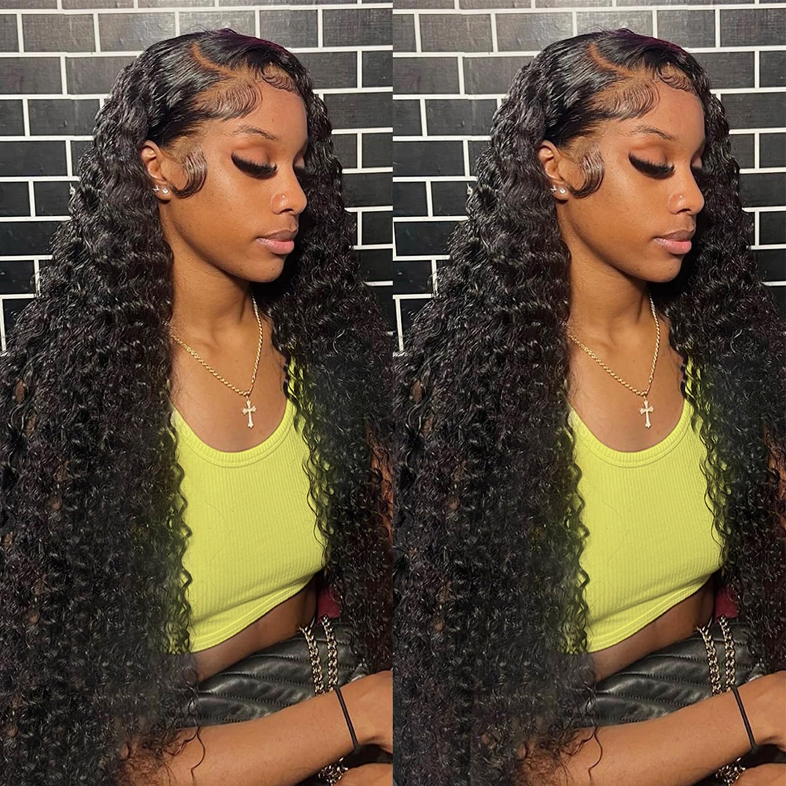 13x6 Deep Wave Lace Front Wigs Human Hair - Pre Plucked 22 Inch 180% Density HD Lace Glueless Frontal Wig for Black Women (Free Part) - Perfect for Daily Wear, Parties & Special Occasions