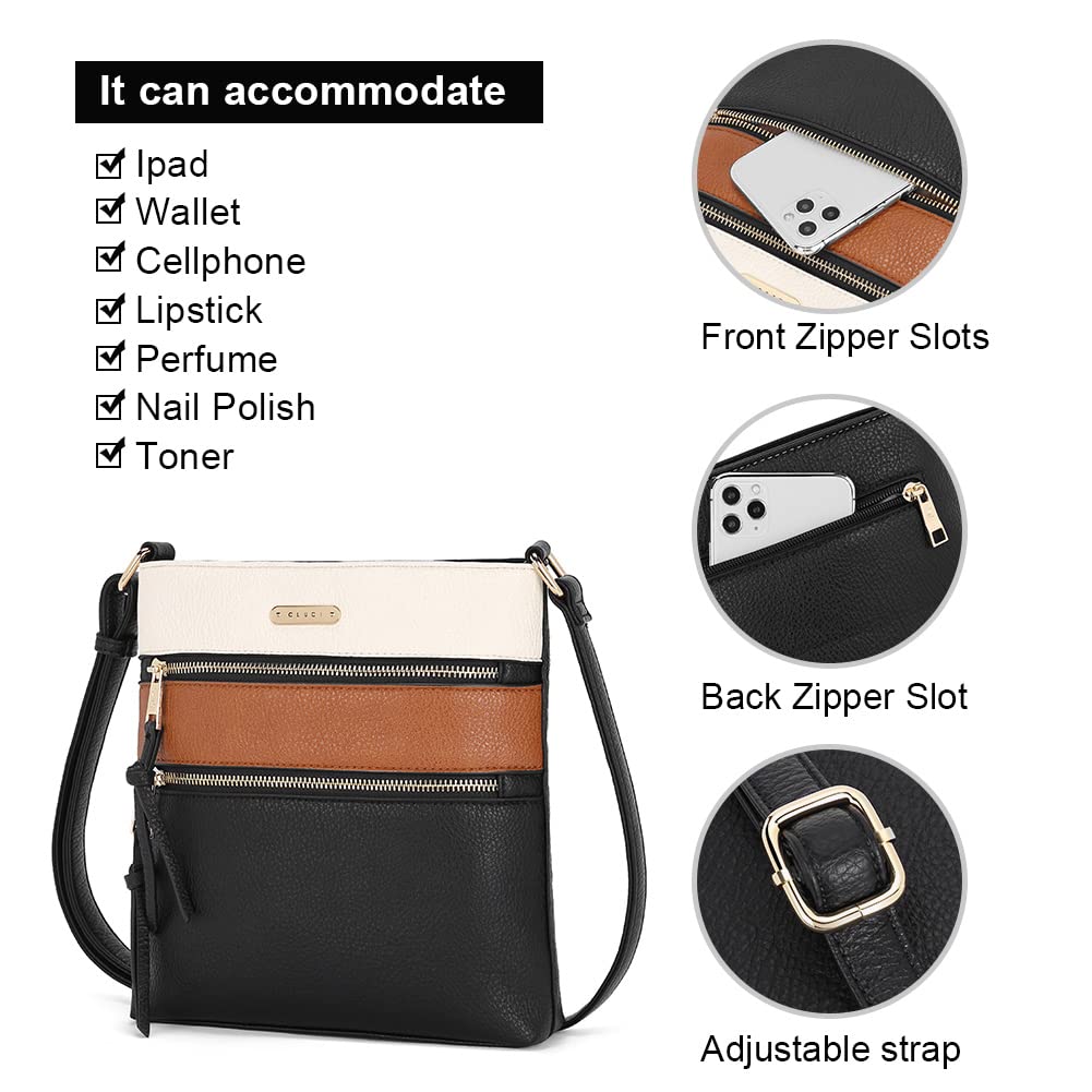 CLUCI Women's Crossbody Purse - Medium Size with Zipper Pocket & Adjustable Strap | Soft Leather Shoulder Handbag for Everyday Use, Travel & Shopping