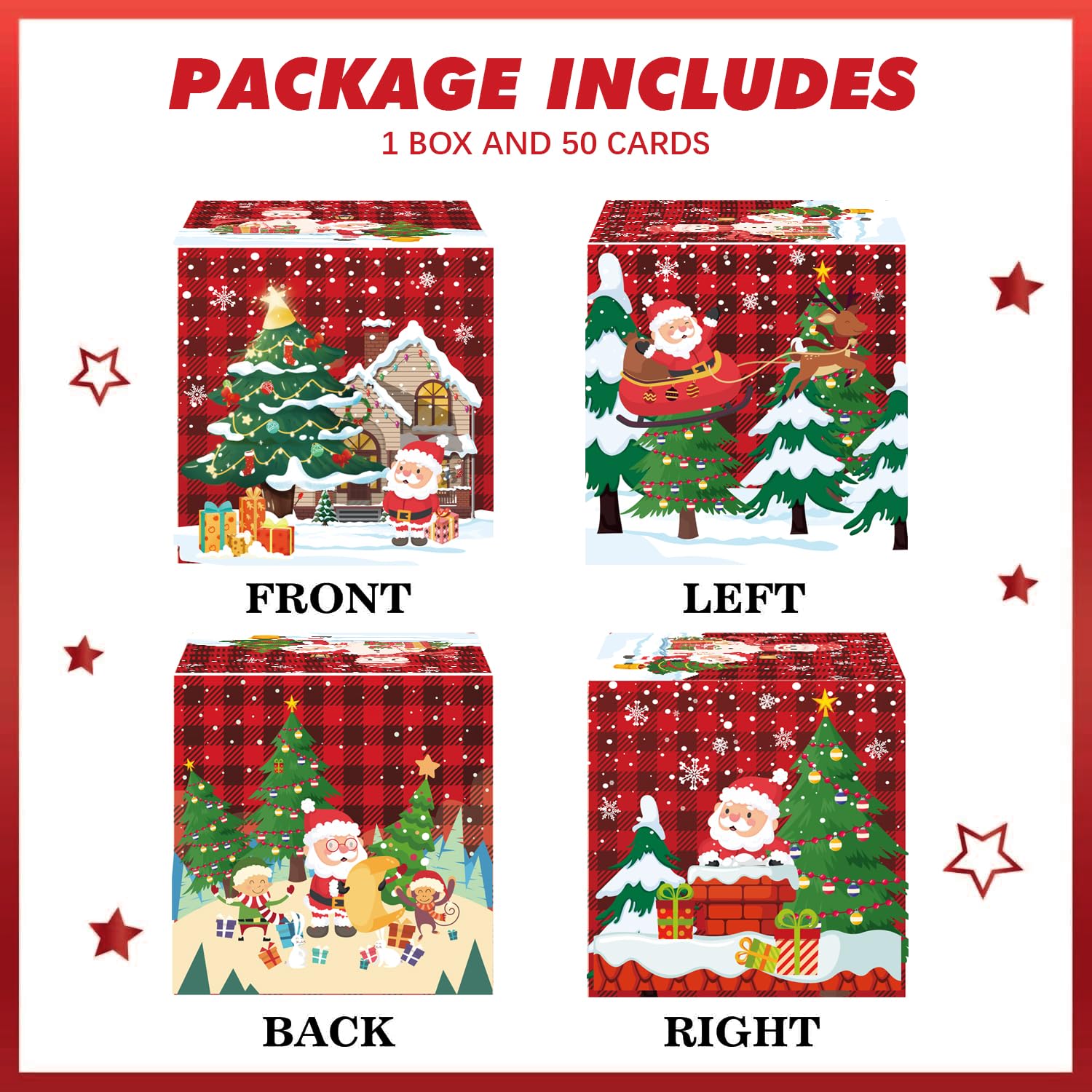 Quimoy Christmas Money Gift Box - Cash Present Box for Women, Men, Boys & Girls - Holiday Savings Box with Santa & Tree Design - Perfect for Christmas Gifting, Stocking Stuffers & Holiday Surprises