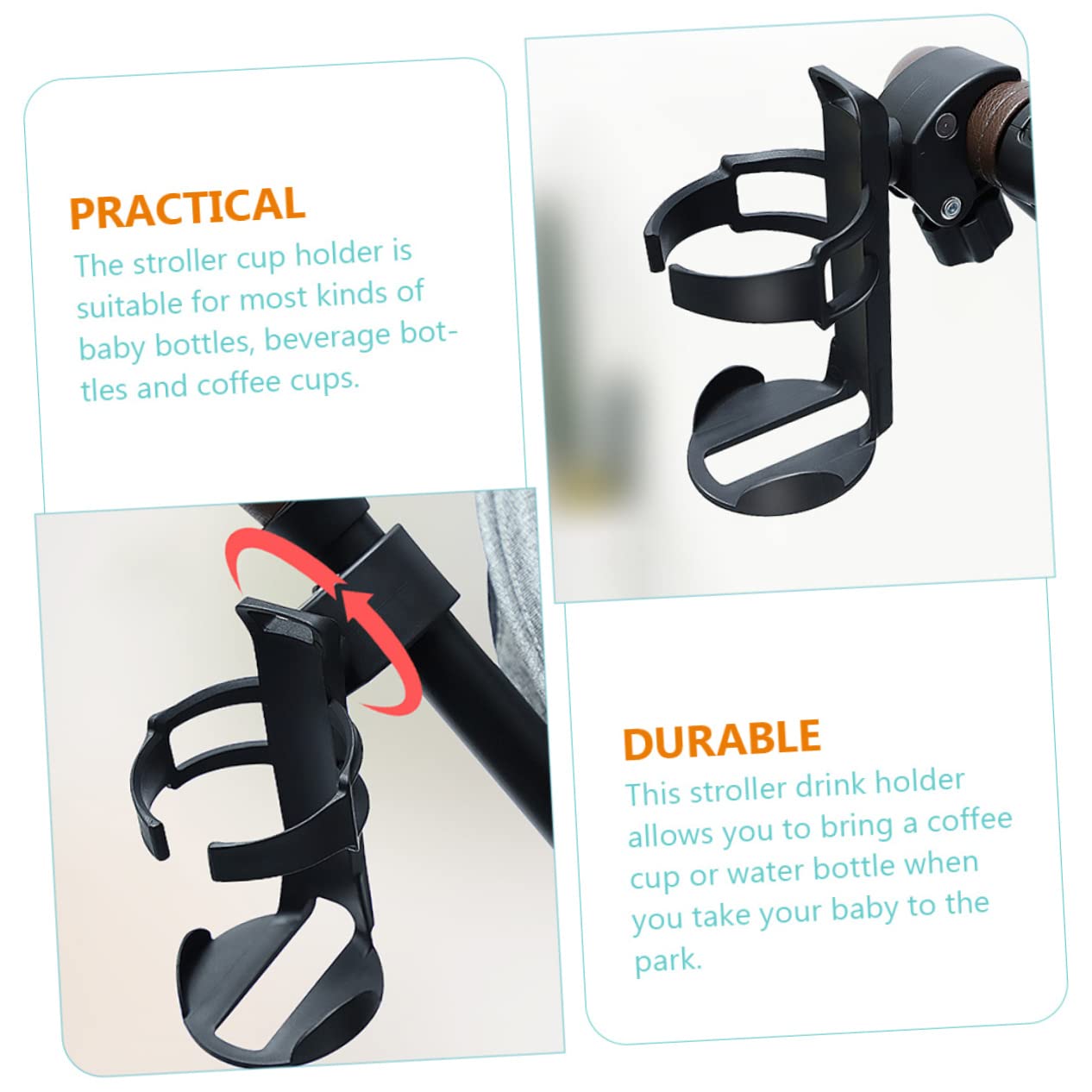 Wakauto Universal Bike Cup Holder - Adjustable Stroller & Bicycle Drink Holder, PVC Bottle Rack for Cycling, Jogging & Outdoor Activities