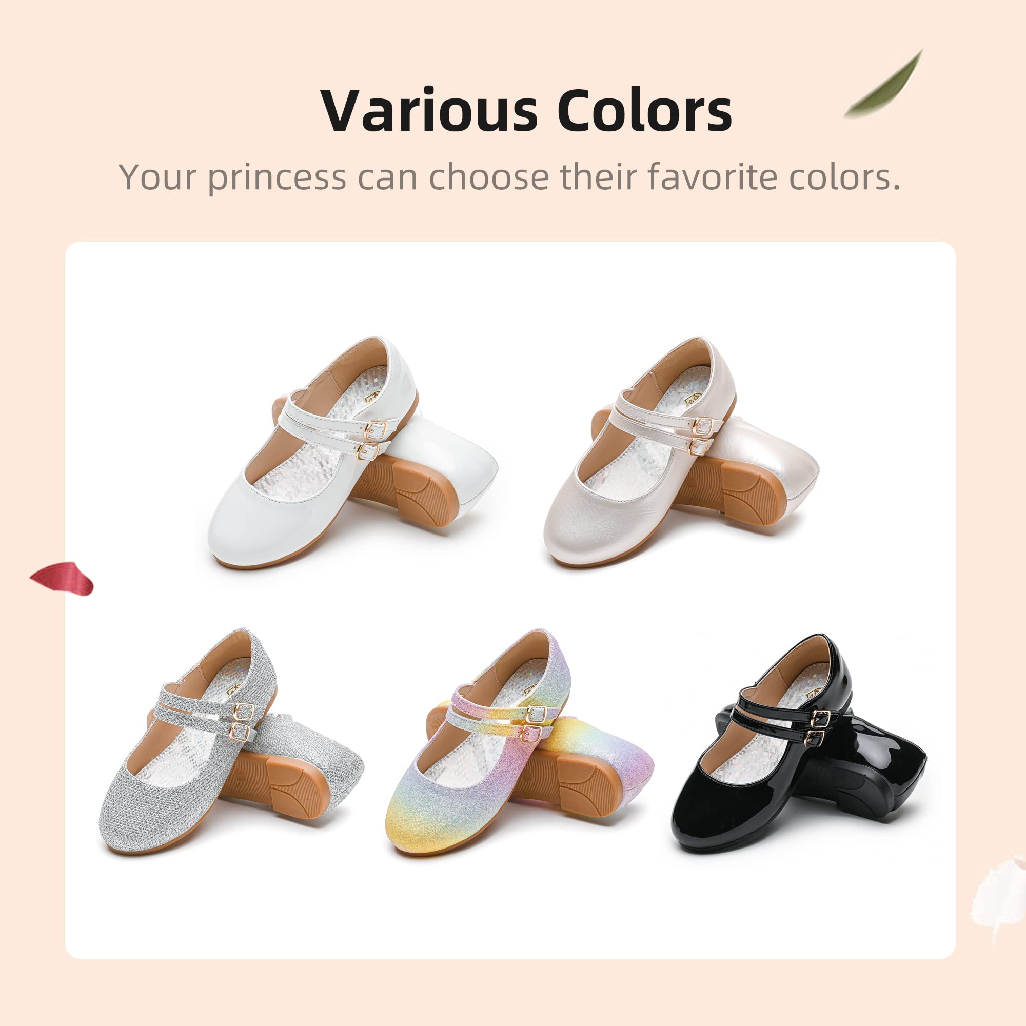 **Princess Wedding Flats for Girls - Toddler & Little Big Kids Dress Shoes for Special Occasions & Parties**