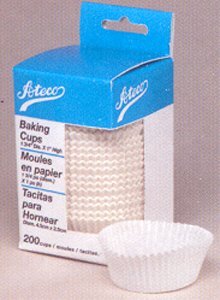 Ateco 6433 White Baking Cups, 2 x 1 1/4 Inch, Pack of 200 - Perfect for Cupcakes, Muffins, and Party Desserts