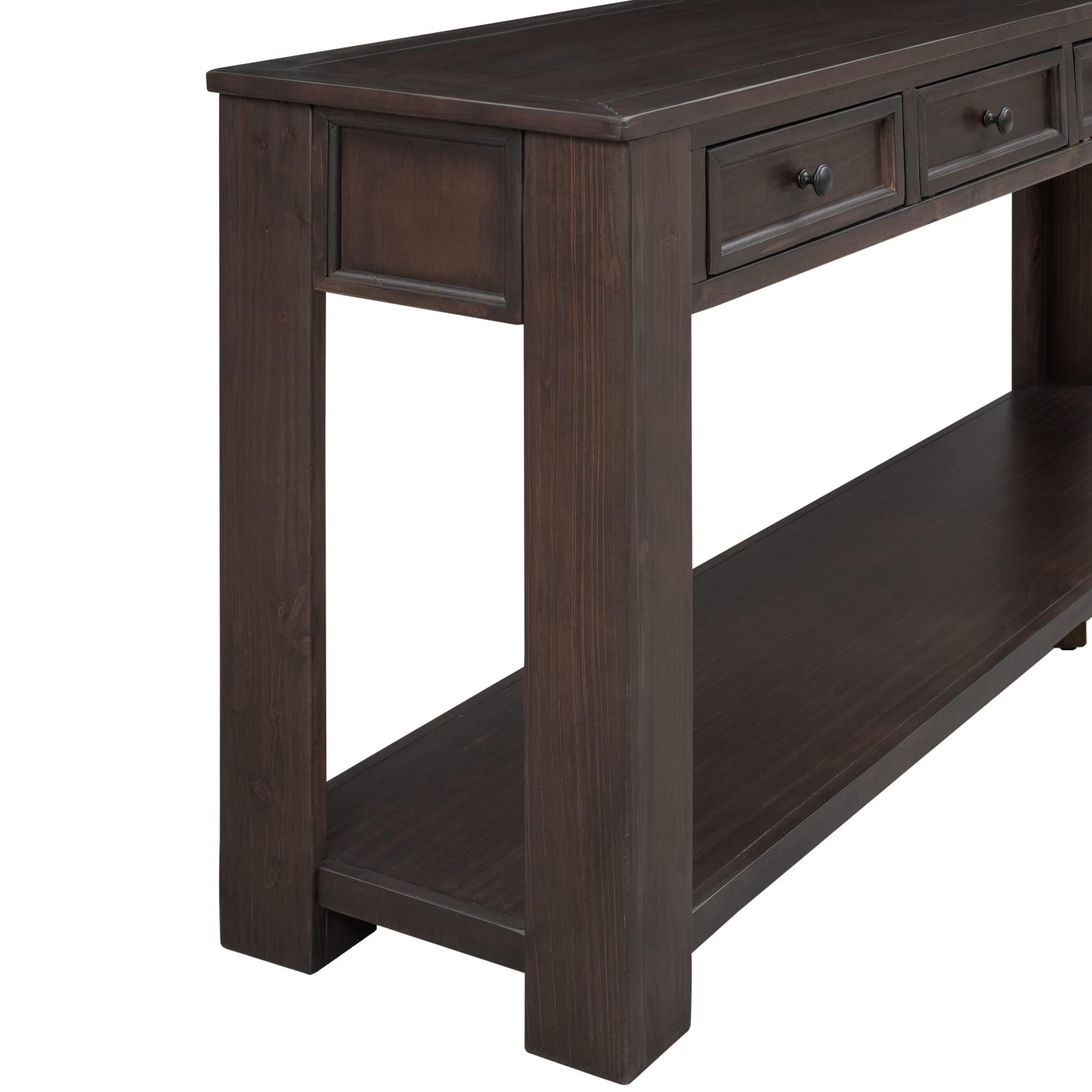 Modern Solid Wood Console Table with 3 Drawers & Shelf - Sturdy Entryway Sofa Table for Living Room, Bedroom, Hallway - Multifunctional Side Table (Espresso-2) - Perfect for Home Decor, Small Space Organization & Entryway Storage Solutions