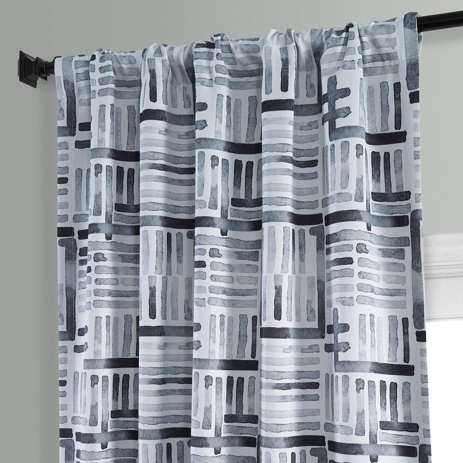 Hashtag Basic Black Abstract Room Darkening Curtains - Modern Window Treatment for Bedroom & Living Room - Light Blocking Drapes for Better Sleep & Privacy