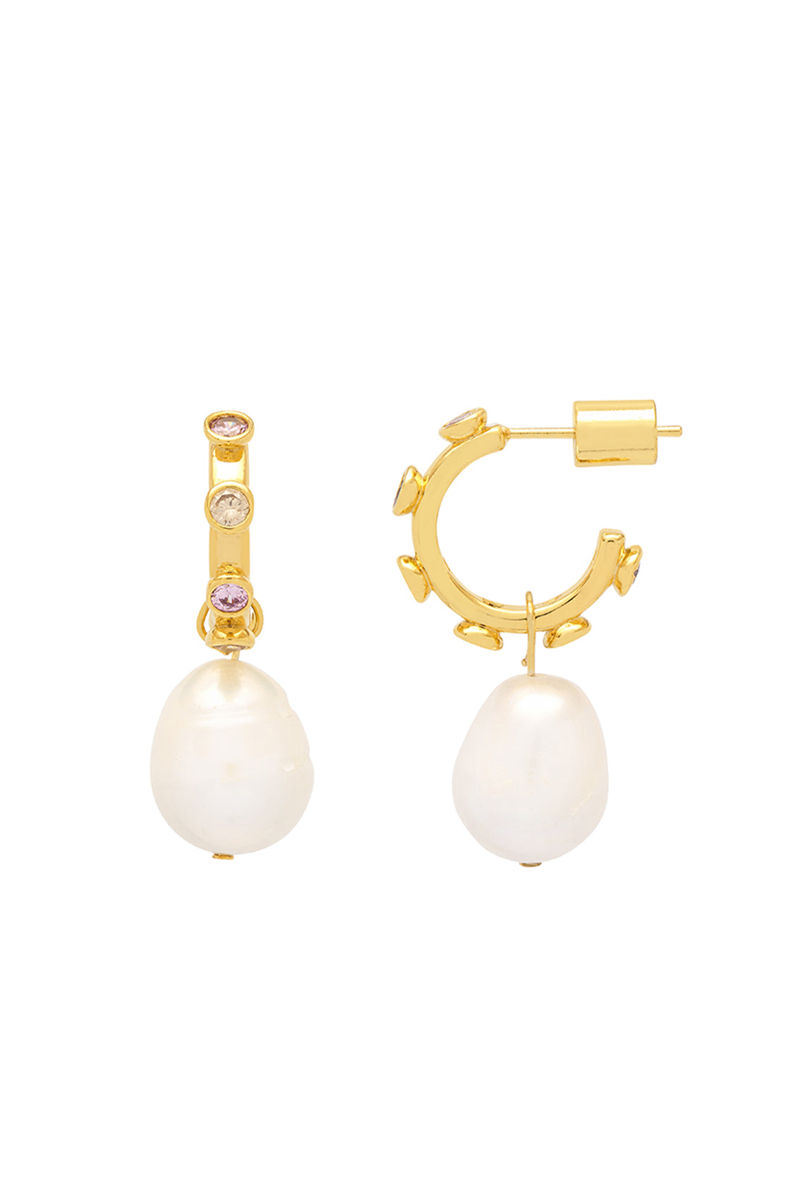 CZ Pearl Drop Hoops Earrings for Women - Elegant Cubic Zirconia Pearl Dangle Earrings | Perfect for Weddings, Parties & Special Occasions
