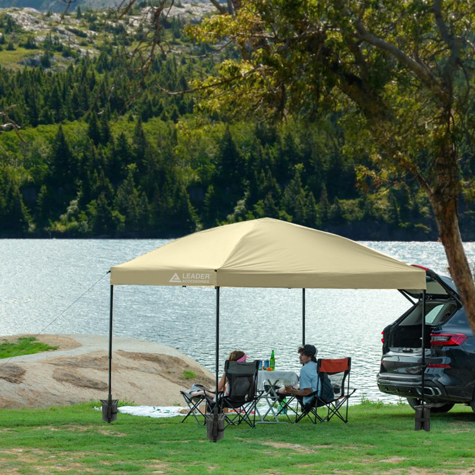 Leader Accessories 10’ X 10’ Straight Leg Pop Up Canopy Tent Replacement Top Cover - Beige | Perfect for Outdoor Events, Picnics, and Beach Shade