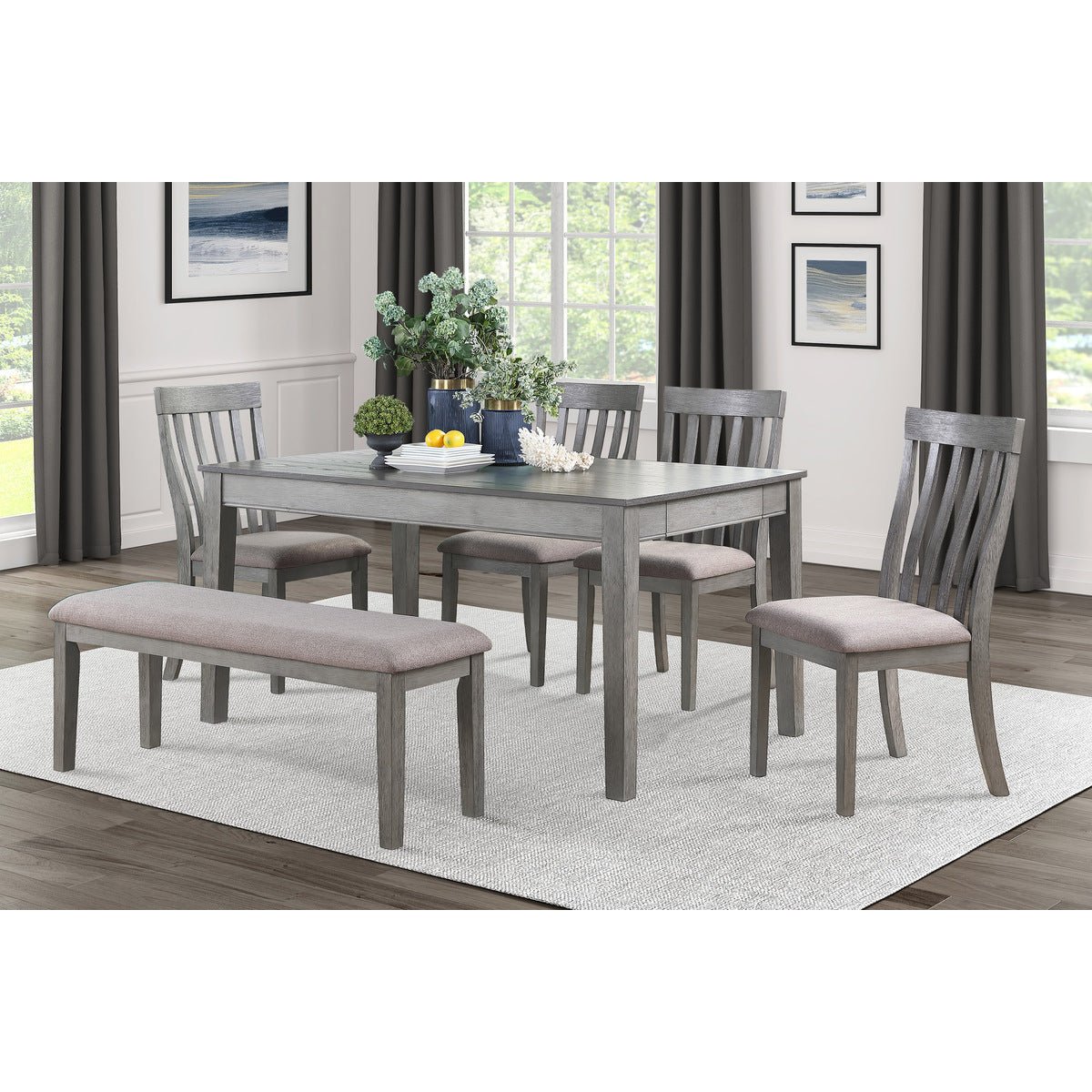 Armhurst Collection Dining Table - Modern Wooden Dining Table for 6, Farmhouse Style Kitchen Table, Perfect for Family Gatherings & Dinner Parties