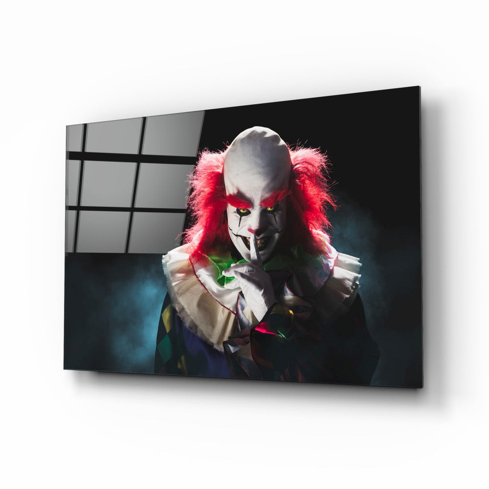Clown Glass Print Wall Art - Vintage Circus Decor for Living Room, Bedroom & Office - Unique Home Decor Gift Idea