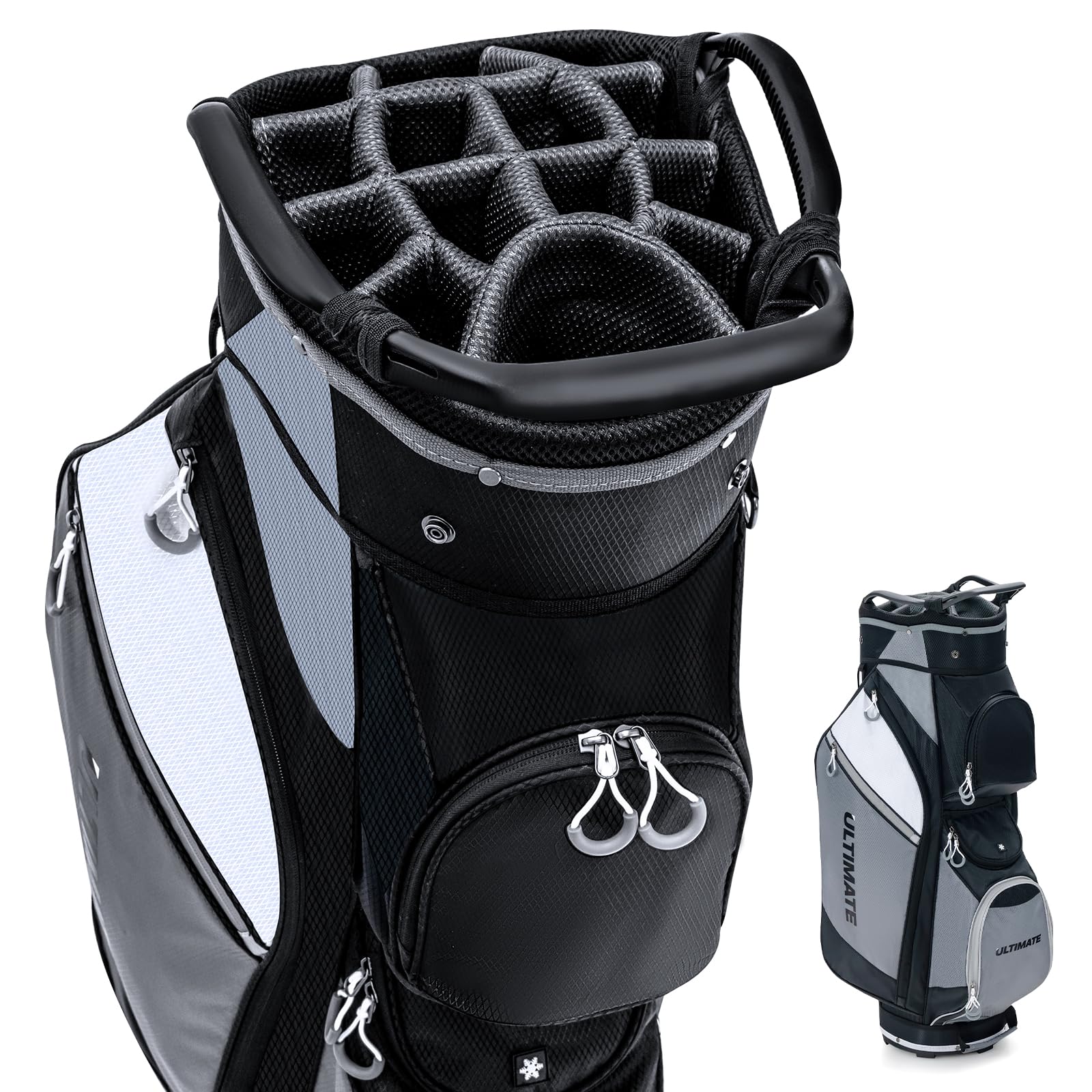 **Goplus 14-Way Top Divider Golf Cart Bag with 7 Zipped Pockets, Cooler Compartment & Rain Hood - Lightweight Golf Club Bag with Detachable Shoulder Strap for Men & Women - Perfect for Golf Tournaments, Driving Range & Travel**