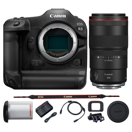Canon EOS R3 Full Frame Mirrorless Camera with RF 100mm f/2.8L Macro Lens - Professional Photography for Portraits, Wildlife & Product Shots
