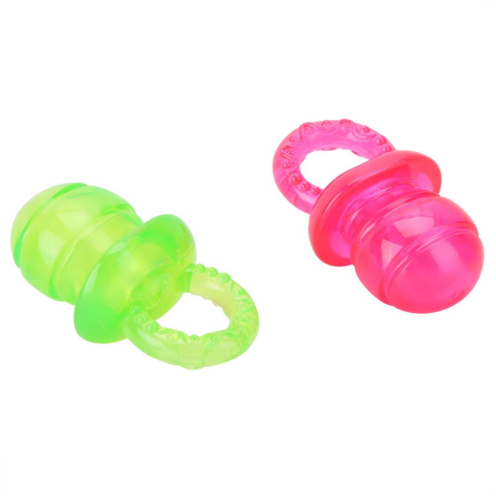 Jiawu Dog Pacifier Chew Toys - 2 Pack Puppy Teething Toys with Built-in Squeaker for Small & Medium Dogs - Red & Green for Teeth Cleaning, Anxiety Relief & Playtime Fun