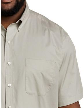Big & Tall Essentials Poplin Sport Shirt - Grey 5XL | Comfortable Casual Button Down Shirt for Men | Perfect for Office, Business Meetings & Outdoor Events