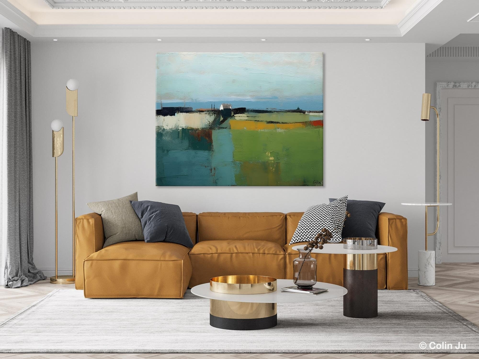 Abstract Landscape Painting for Living Room Wall Decor - Hand Painted Canvas Art with Heavy Texture - Original Acrylic Artwork - Perfect for Modern Home, Office or Gallery Display