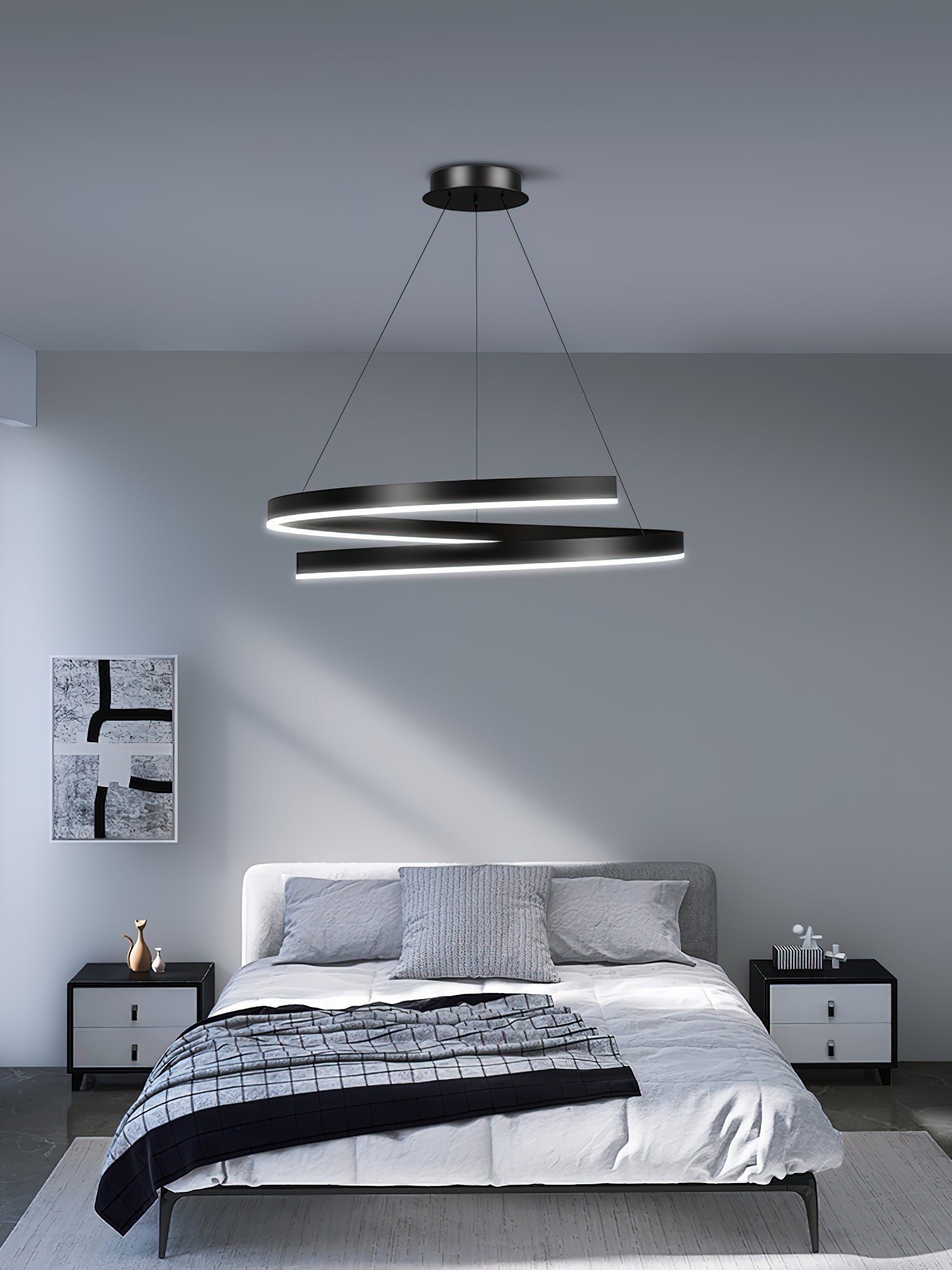 Minimalist Ring Pendant Light Fixture - Modern Scandinavian Hanging Lamp for Living Room, Bedroom & Dining Room Decor