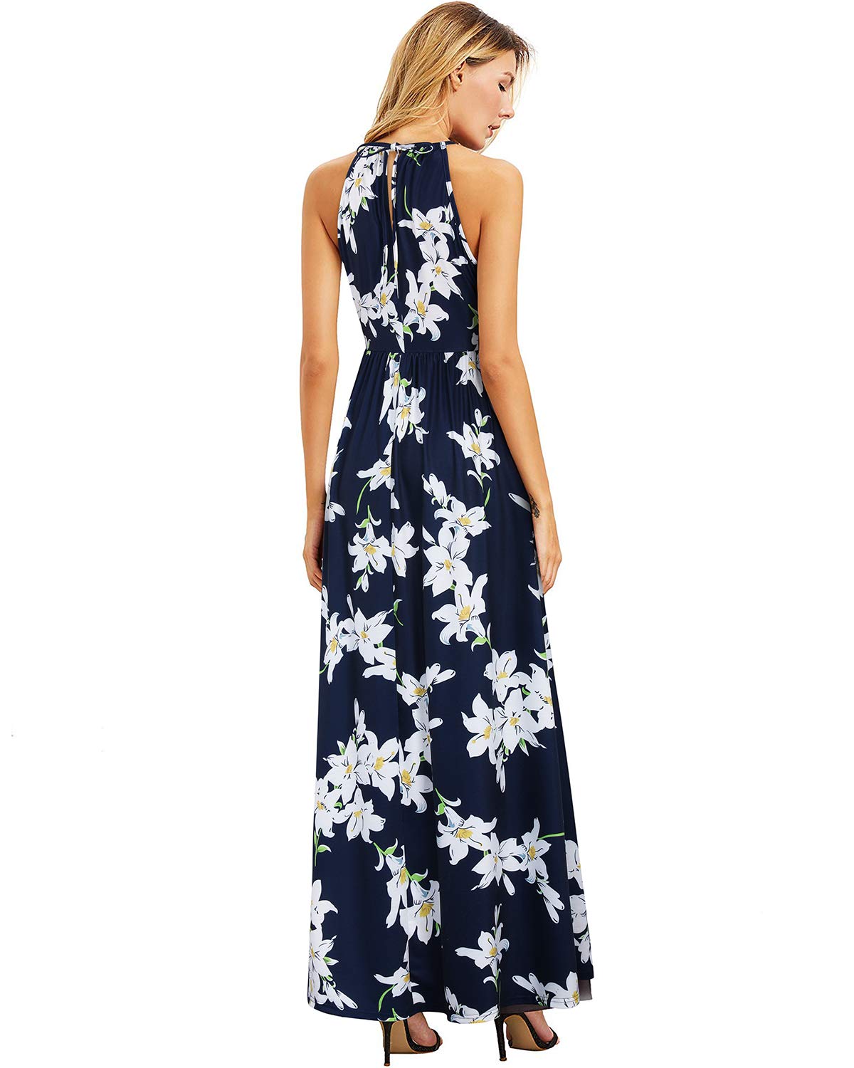 KILIG Women's Summer Maxi Dress 2025 - Casual Sleeveless Floral Sundress with Side Slit, Flowy Long Beach Dress for Vacation, Pool Party & Outdoor Date Night