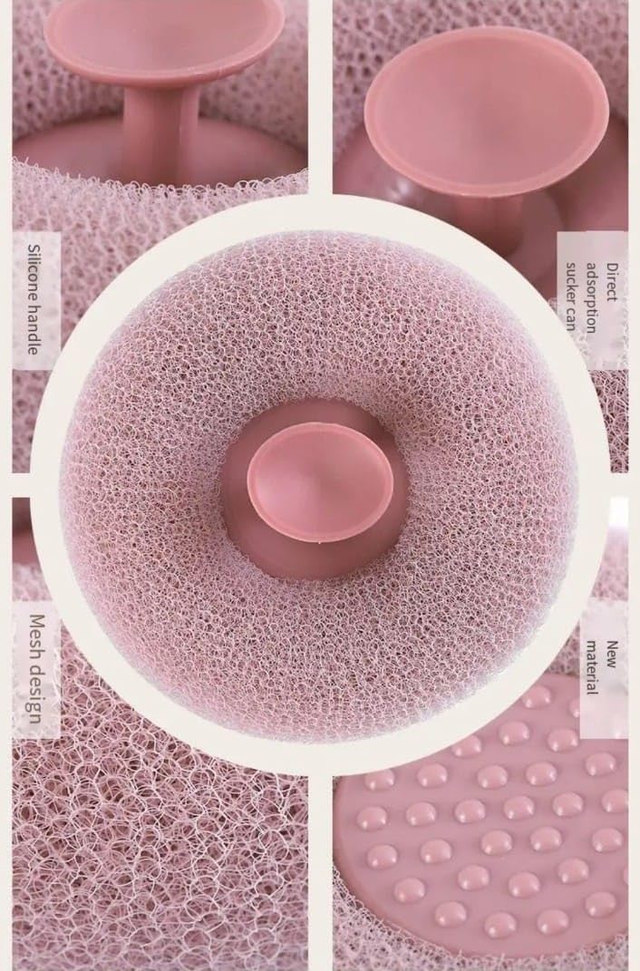 Premium Suction Cup Bath Sponge & Shower Loofah Scrubber - Exfoliating Body Scrub for Smooth Skin - Perfect for Bath, Shower, and Spa Relaxation
