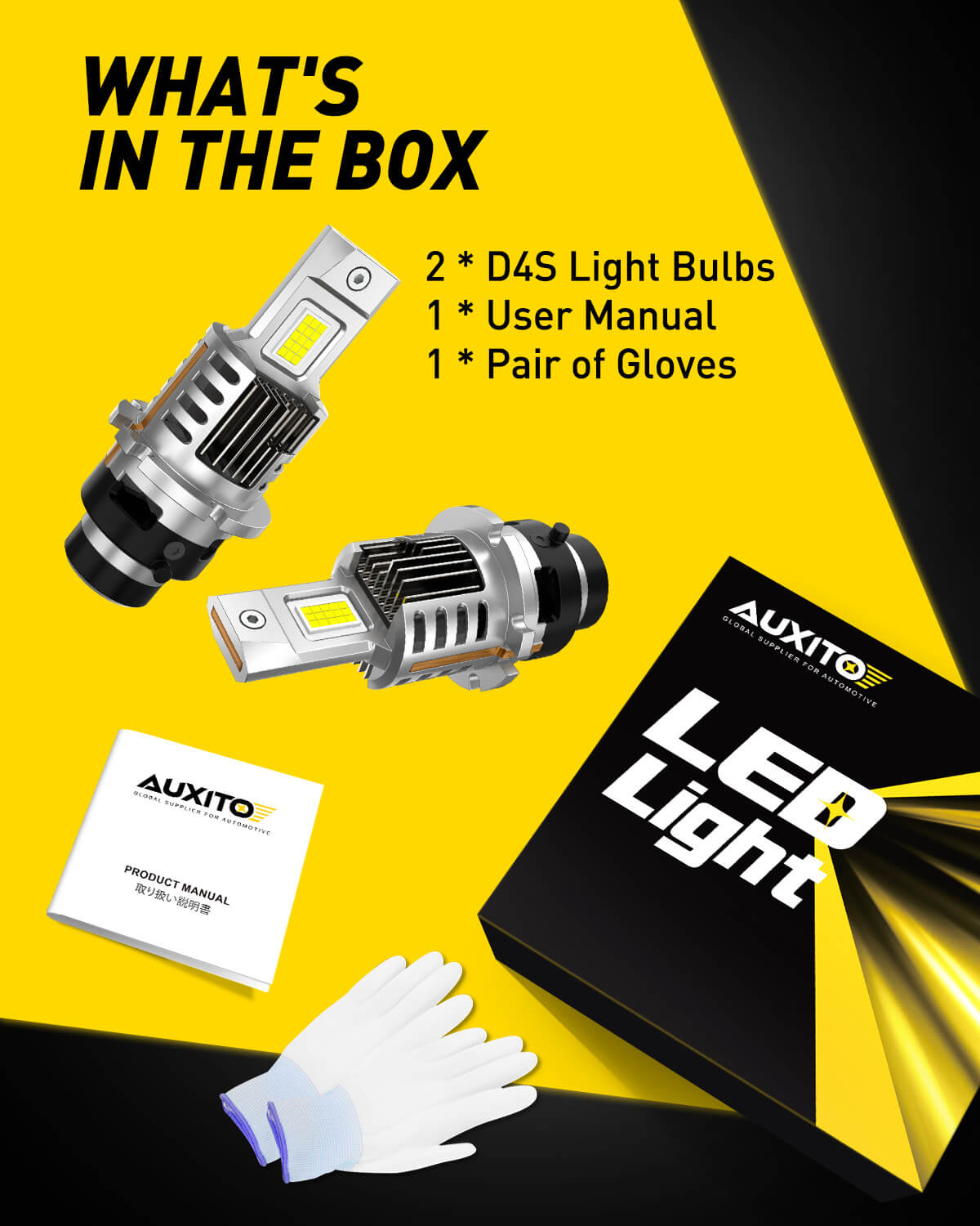 AUXITO Wireless D4S/D4R HID Bulbs - 20,000LM 6500K Xenon White, 500% Brighter Headlight Replacement for Cars, Trucks & SUVs - Perfect for Night Driving & Off-Road Adventures