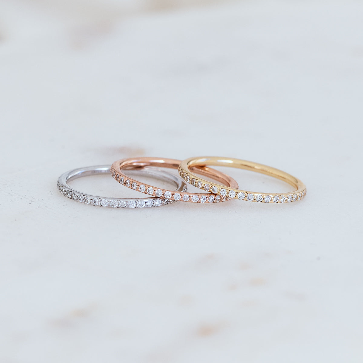 Diamond Stackable Eternity Bands for Women - 14K Gold Wedding Rings Set - Perfect for Anniversary, Engagement & Everyday Elegance