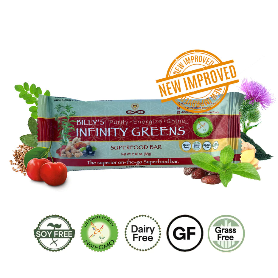Organic Infinity Green Bars - Vegan Superfood Snack for Energy & Wellness - Perfect for Hiking, Workouts & On-the-Go Nutrition