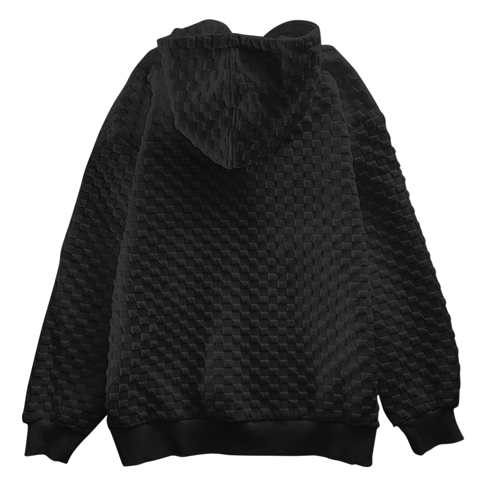 Trendy Women's Waffle Drawstring Hoodie - Baggy Oversized Pullover with Heart Embroidery & Zipper Detail | Long Sleeve Casual Sweatshirt for Streetwear, Loungewear & Winter Fashion