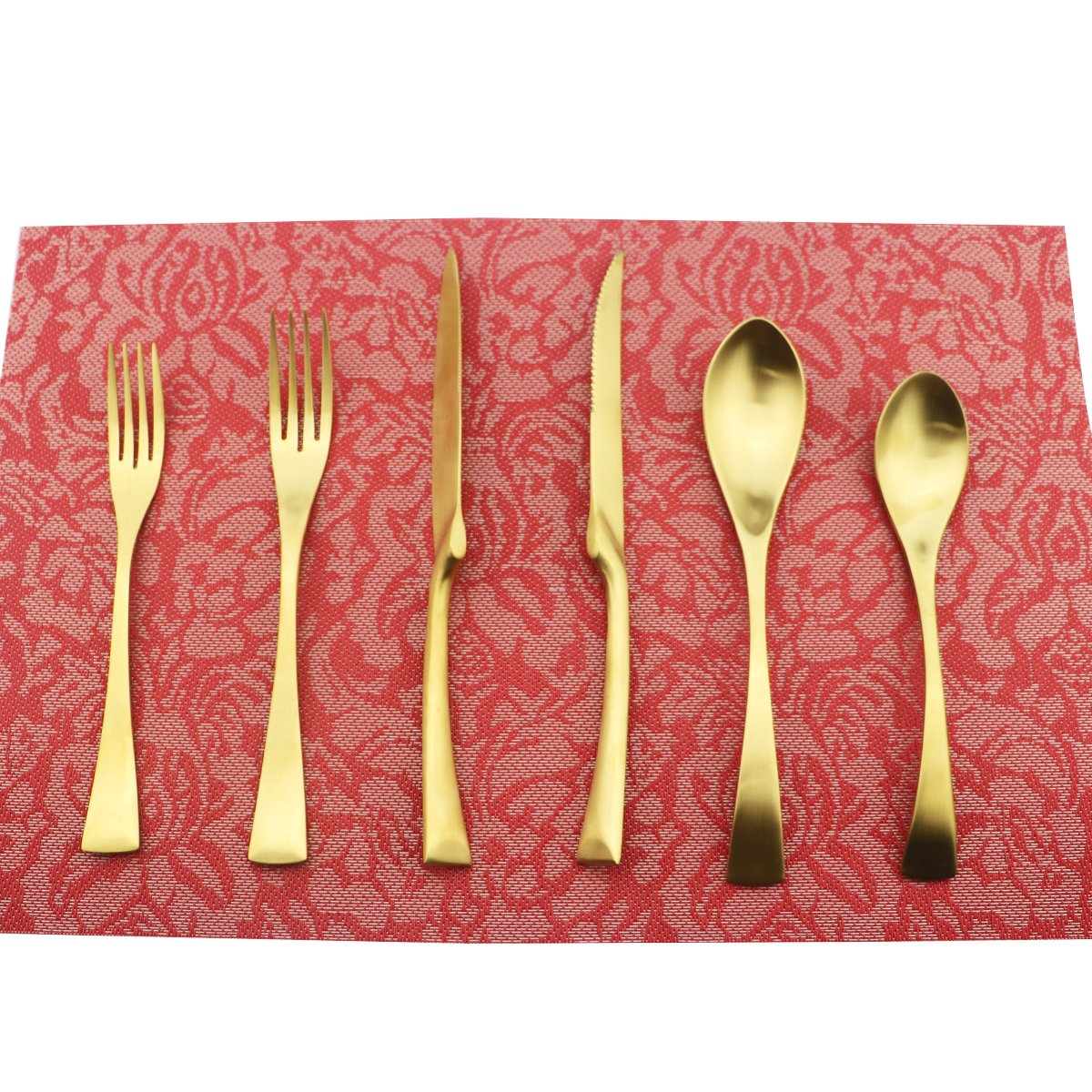 24-Piece Stainless Steel Flatware Set - 18/10 Heavy Duty Cutlery with Matte Gold Finish - Service for 4 - Durable Kitchen Utensils for Home, Restaurant & Dinner Parties