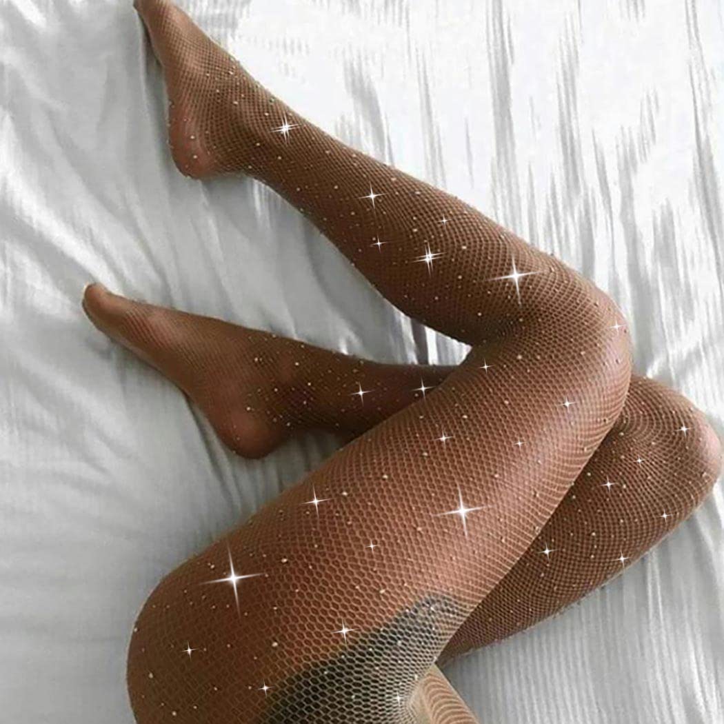 Yokawe Mesh Stocking - Sexy High Waist Tights with Crystal Fishnet & Suspender, Hollow Out Plus Size Pantyhose for Women | Perfect for Date Night, Cosplay & Lingerie Fashion