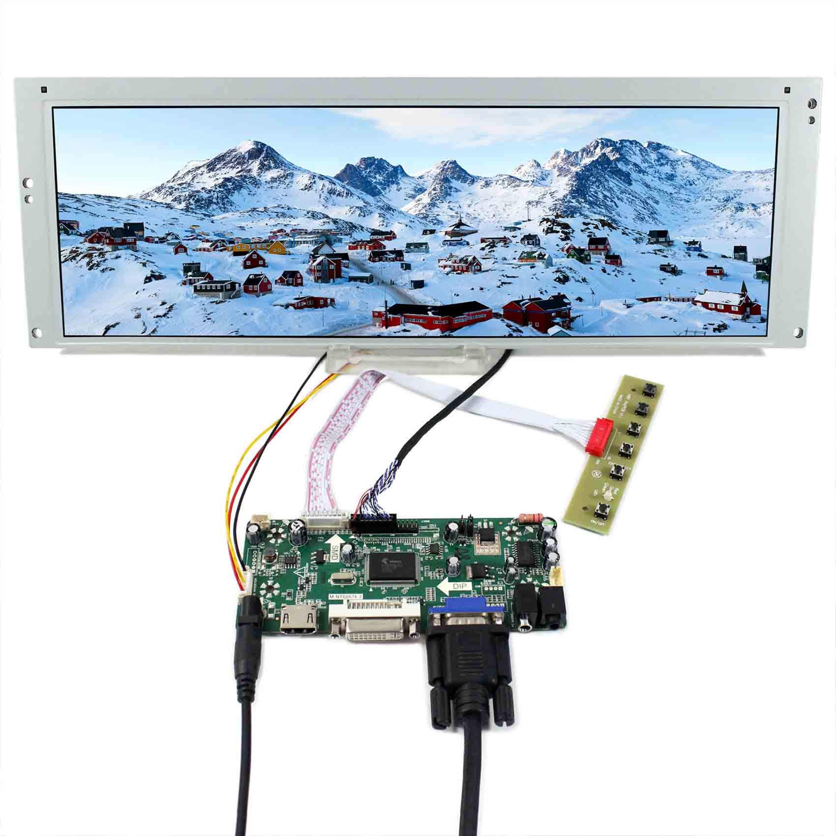 VSDISPLAY 14.9 Inch LTA149B780F LCD Screen - 1280x390 Resolution TFT Display with HDMI VGA DVI Audio LVDS Controller Board - DIY Marquee Monitor Replacement for Arcade Machines, Digital Signage & Gaming Setups