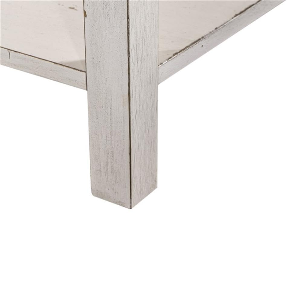 Modern Farmhouse White Drawer Side Table - Nightstand or Accent Table for Bedroom, Living Room & Office - Rustic Home Decor with Storage Drawer