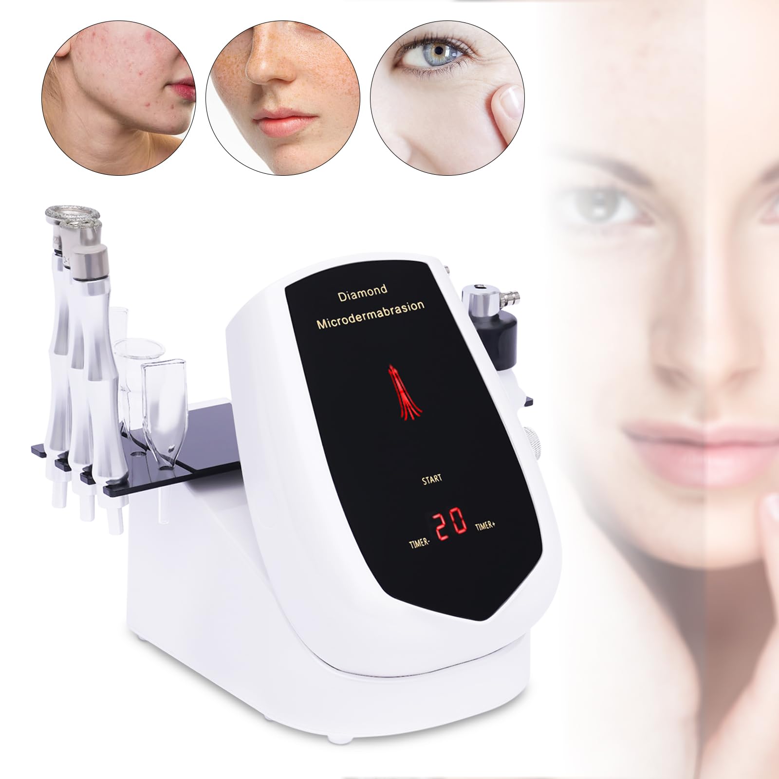 Professional 3-in-1 Diamond Microdermabrasion Machine with Touch Screen & 9 Sculpting Heads - At-Home Facial Skin Care Device for Exfoliation, Wrinkles & Blackheads | Perfect for Spa, Salon & Personal Skincare Routine