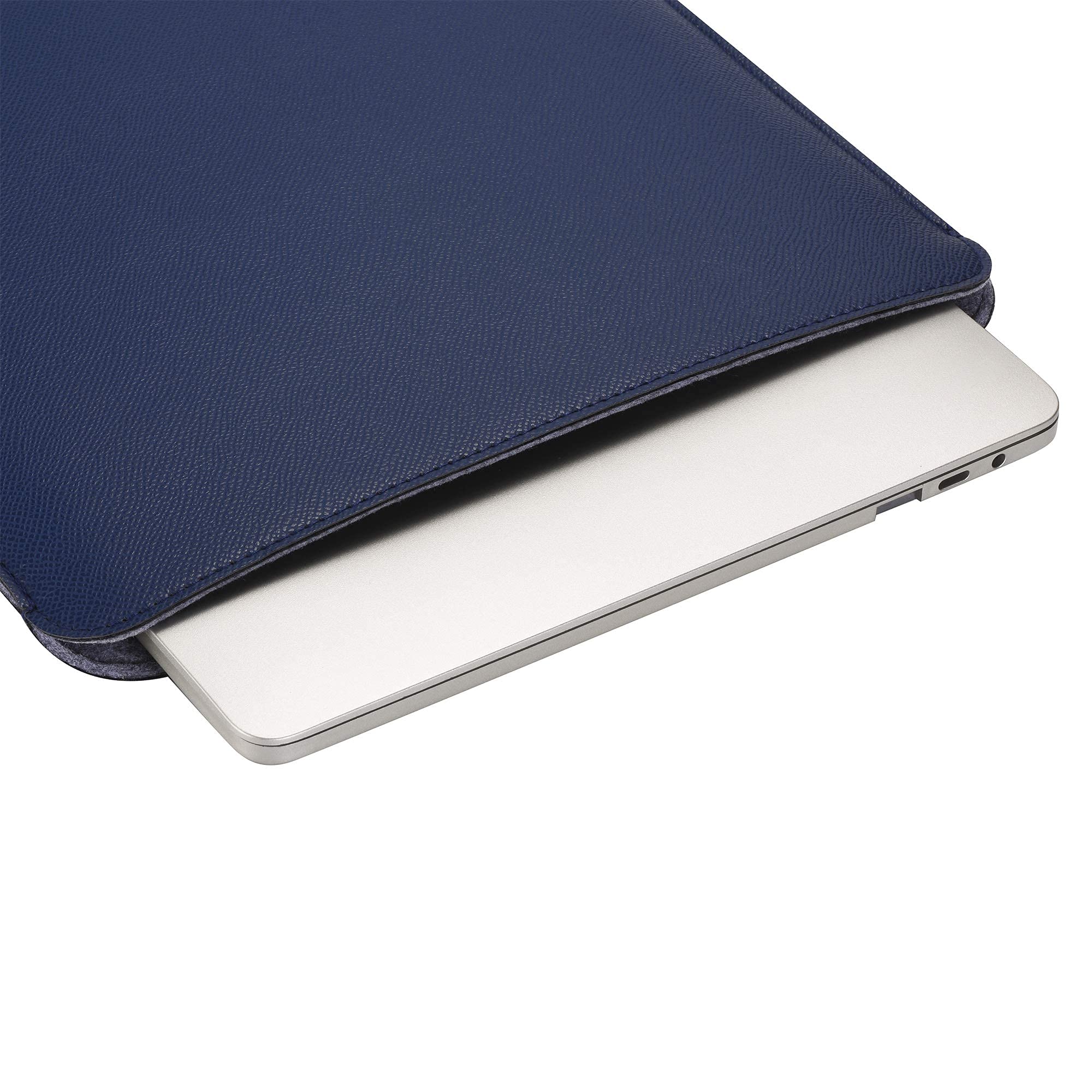 Premium 13 Inch Laptop Sleeve for MacBook Air M4 2025-2018 & MacBook Pro M2 2022 M1 2020-2016 - Faux Leather Protective Case in Midnight Blue - Perfect for Travel, Office & School Use