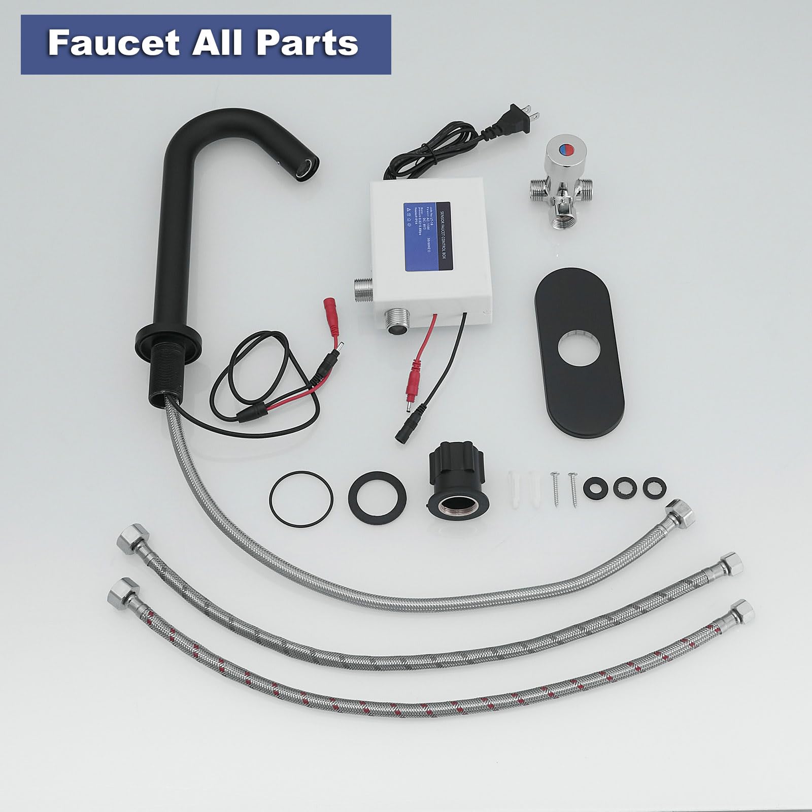Automatic Touchless Bathroom Faucet with Deck Plate - 10