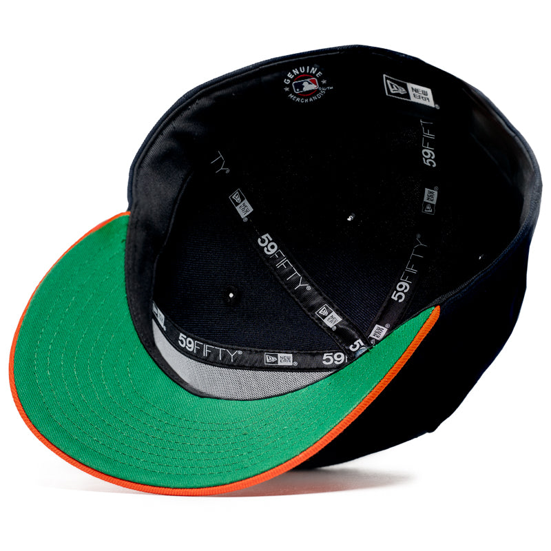 New Era x Politics Houston Astros 59FIFTY Fitted Hat - Navy/Orange - Official MLB Baseball Cap for Men & Women - Perfect for Games, Streetwear & Sports Fashion