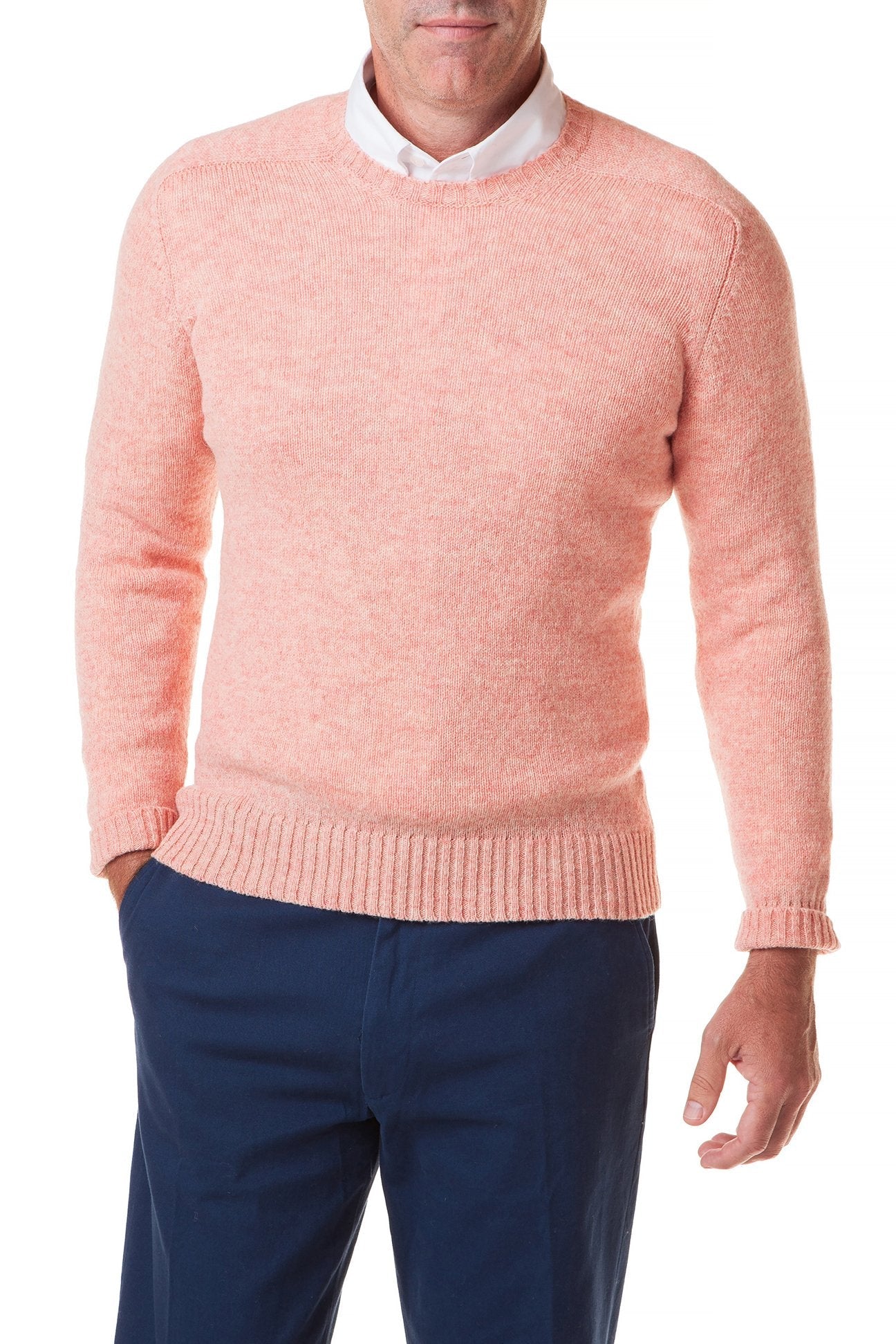 Scottish Shetland Wool Crew Neck Sweater in Nantucket Red | Warm Winter Pullover for Men & Women | Perfect for Casual Outings, Office Wear & Holiday Gatherings