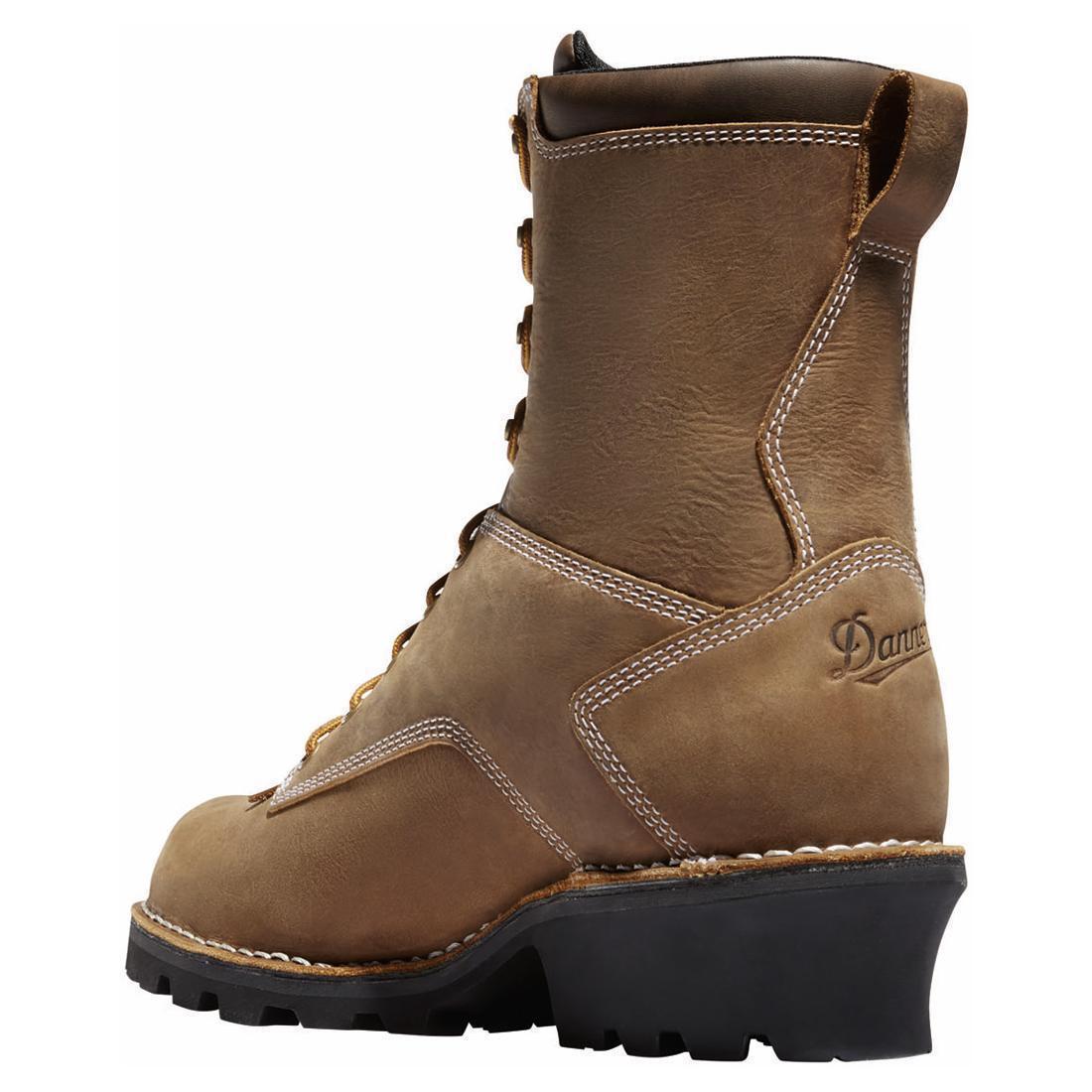 Logger 8 Soft Toe Work Boots for Men - Comfortable Brown Leather Safety Shoes for Construction & Outdoor Work | Durable Slip-Resistant Work Boots for Landscaping, Warehouse & Heavy Duty Jobs