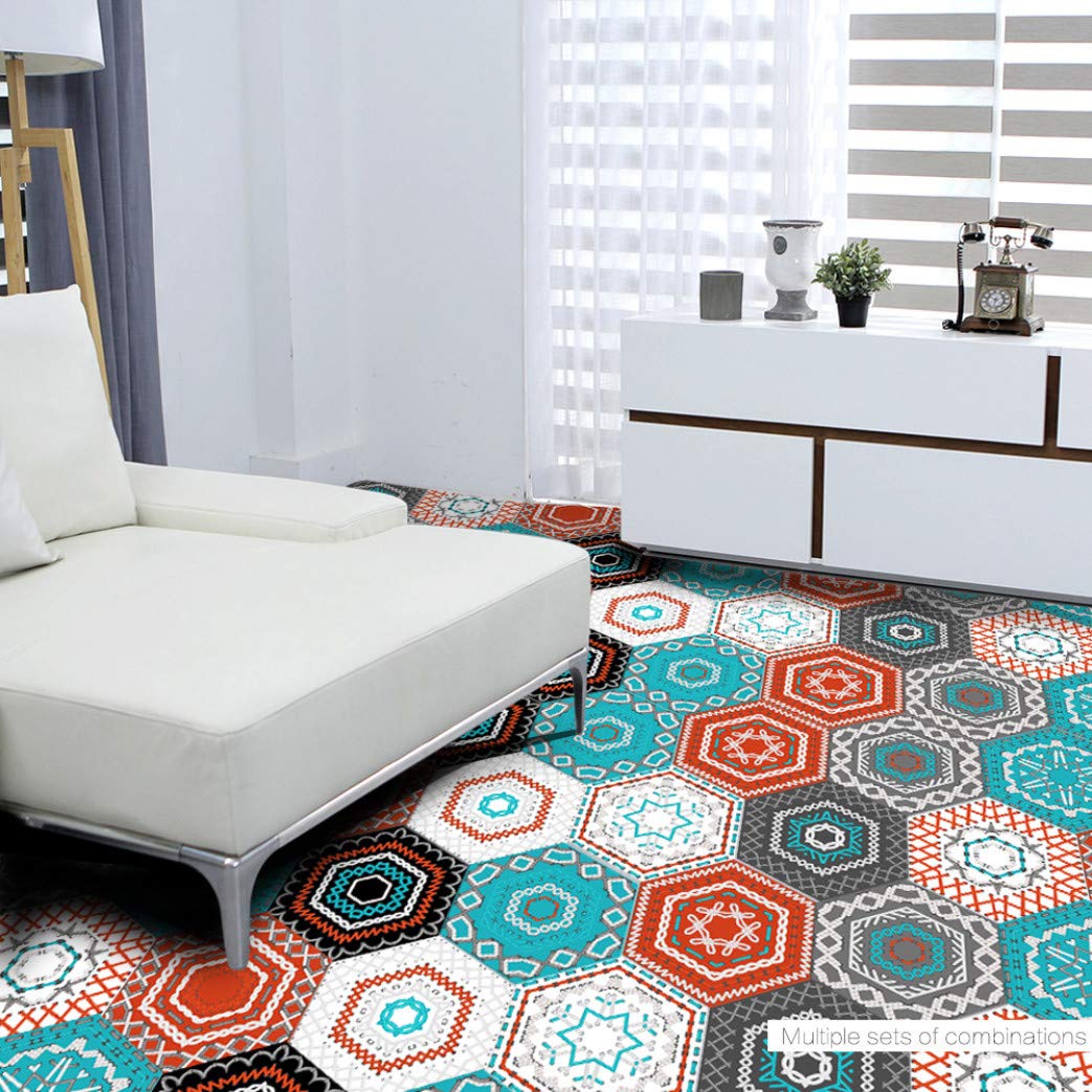 Hexagon Non-Slip Vinyl Floor Tile Stickers - Waterproof Peel & Stick Wall Decals for Home Decor, Kitchen, Bathroom & Living Room - Perfect for DIY Home Improvement, Kids Play Area & Pet-Friendly Spaces
