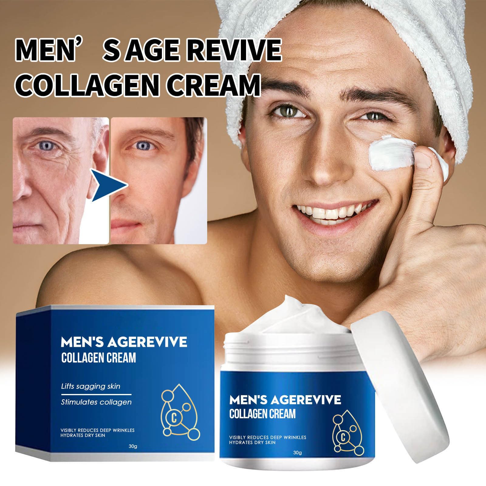 Hydrating Face Cream for Men - Korean Moisturizer Reduces Wrinkles & Dullness - Daily Skincare Routine