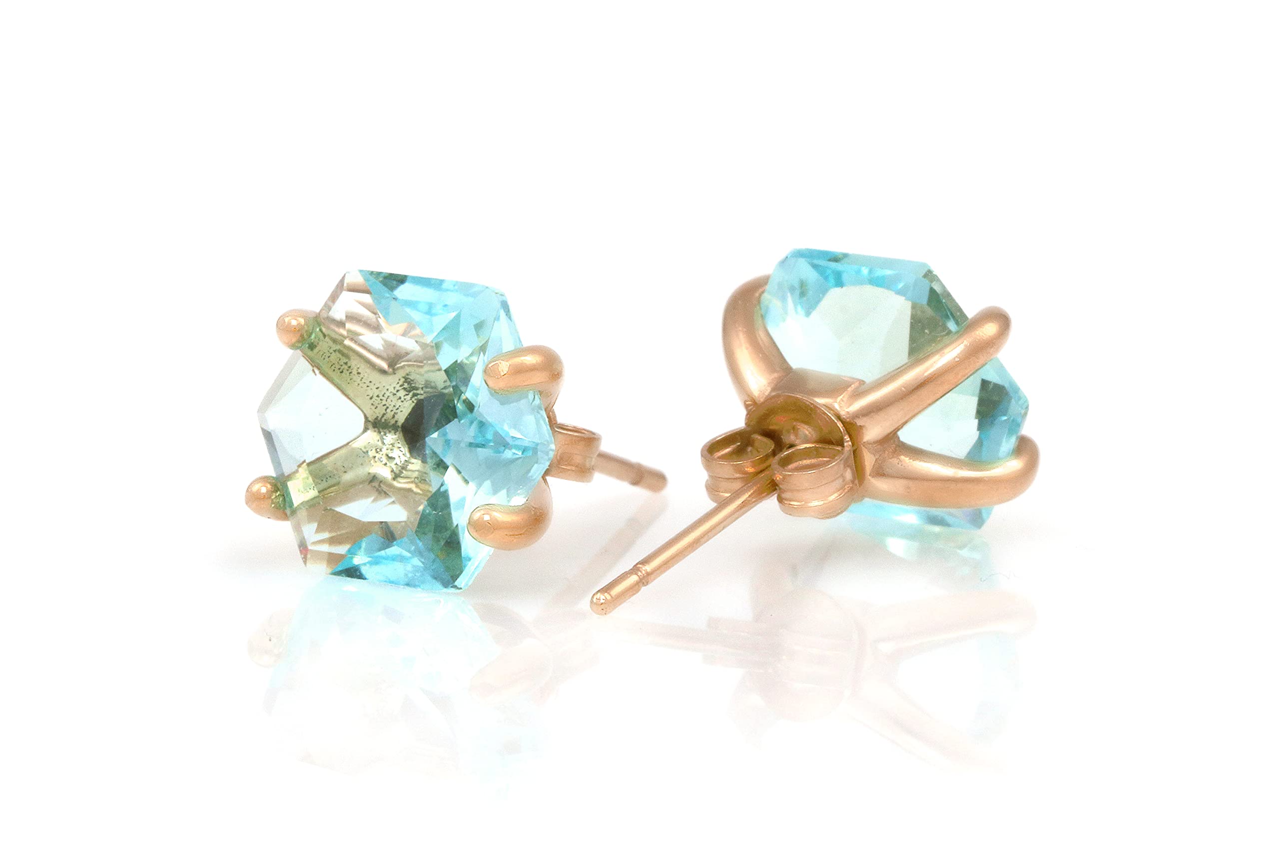 Anemone Gold Blue Topaz Earrings - Handmade Statement Jewelry for Women - Unique Bridal & Fashion Earrings - Perfect Gift for Her - Ideal for Weddings, Parties & Special Occasions