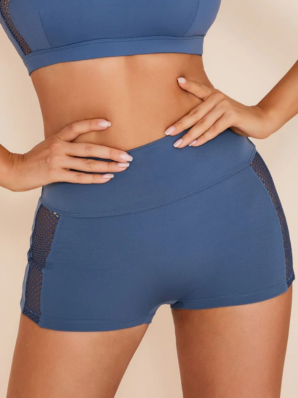 ZASUWA Women's Sexy Mesh Cutout Spandex Workout Shorts - High Waisted Gym Booty Shorts for Yoga, Running & Fitness