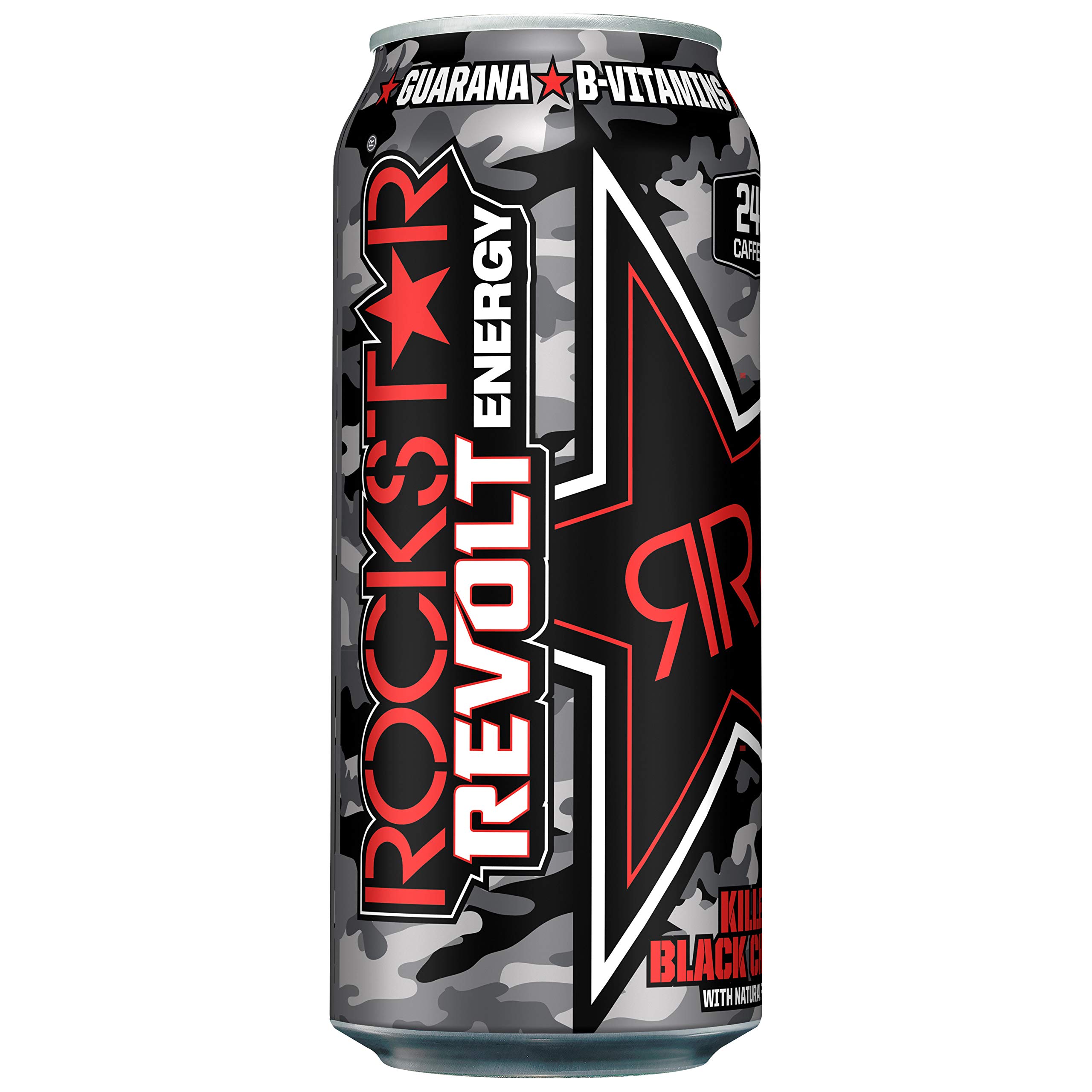 Rockstar Energy Drink Revolt - Black Cherry Flavor, 24 Cans | Sugar Free Energy Boost for Workouts, Gaming & Late Night Study